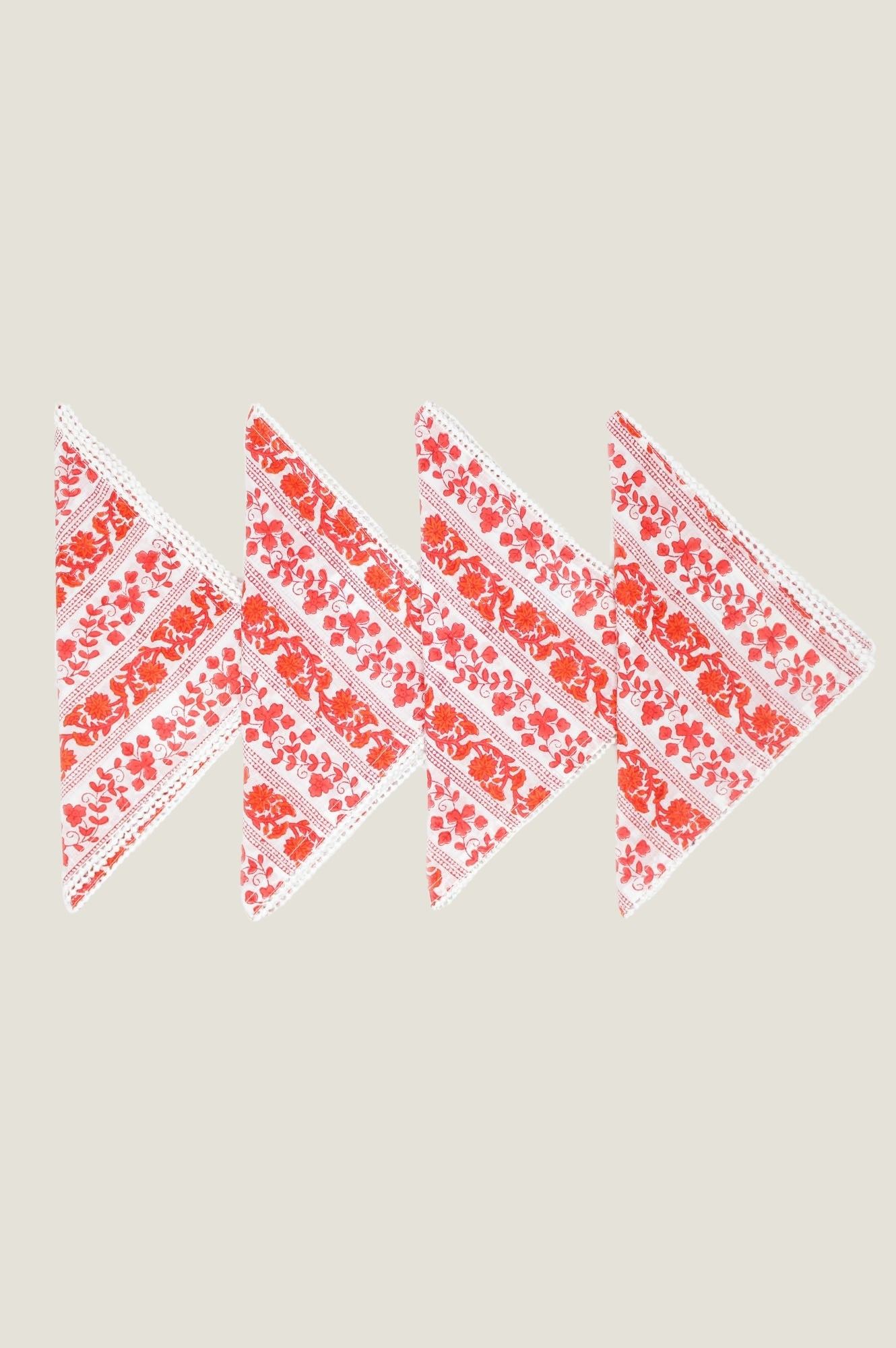 4-Pack Botanical Red Printed Napkins - Elegant Floral Design for Dining, Parties, and Home Decor