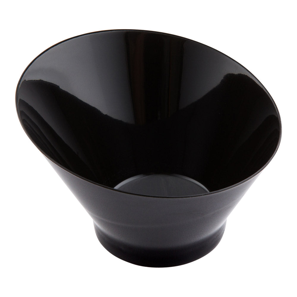 7 oz Round Black Plastic Incline Bowl - 4.25