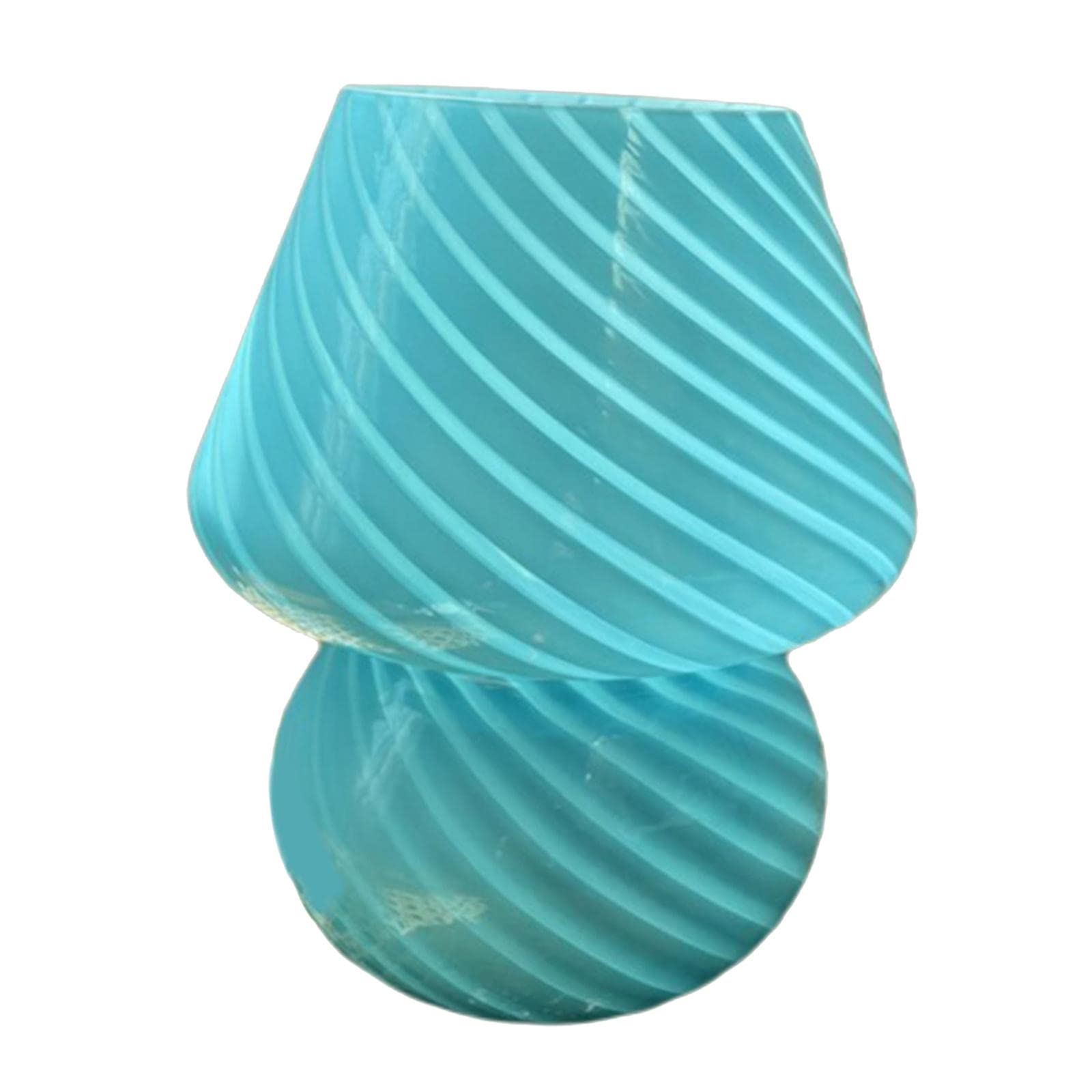 Hand Blown Striped Glass Swirl LED Table Lamp - Decorative Night Light for Bedroom Nightstand, Living Room Decor & Bookshelf Lighting (Blue) | Perfect for Cozy Reading Nooks & Romantic Ambiance