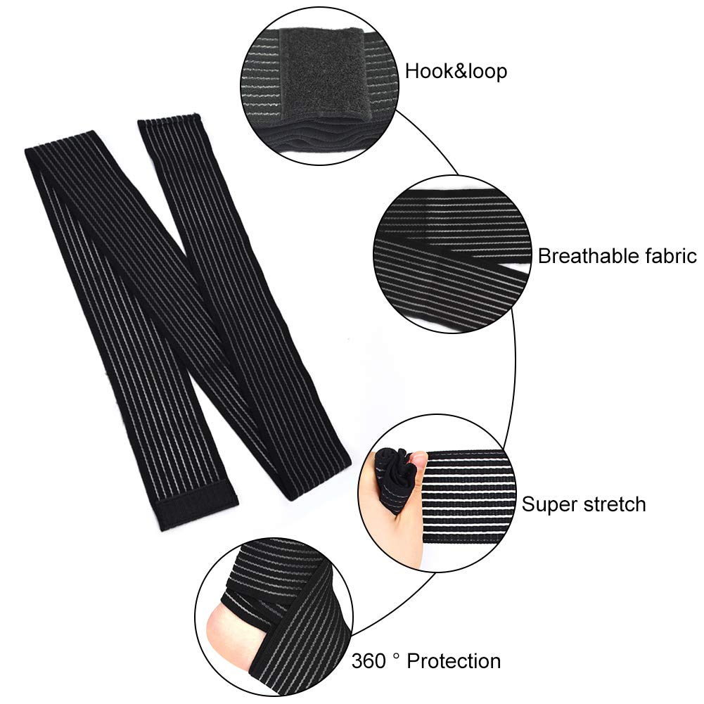 Elastic Compression Bandage Wrap - Black High Elasticity Calf & Thigh Support Knee Brace for Sports Injuries - Football, Basketball, Running & Workout Support - Ideal for Athletes, Post-Surgery Recovery & Joint Pain Relief
