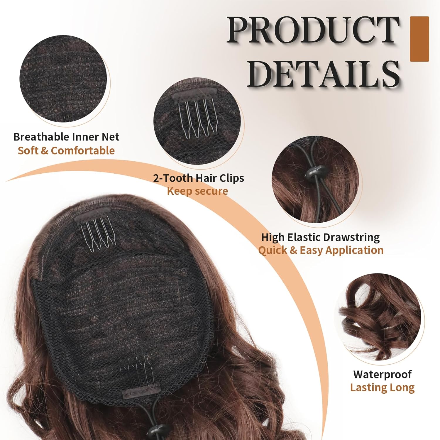 Voluminous Curly Ponytail Hair Extension - Clip-in Human Hair Ponytail for Women - Perfect for Parties, Weddings & Everyday Styling