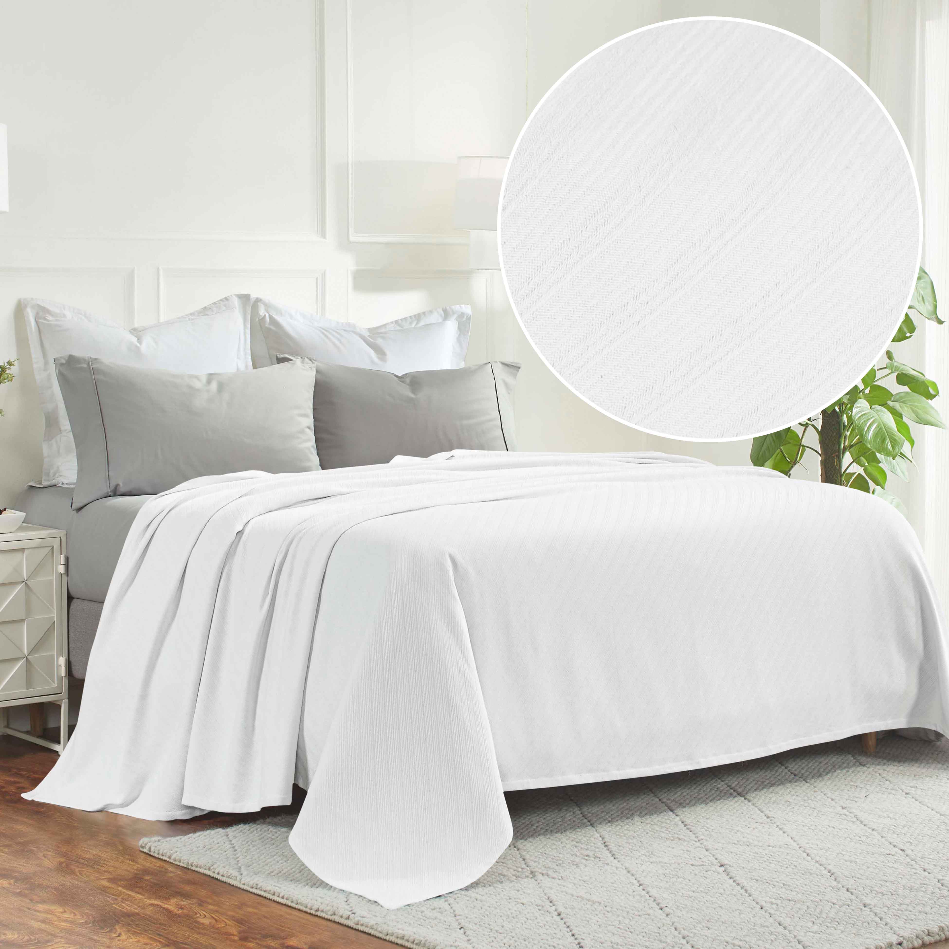 Soft Milan Cotton Textured Striped Lightweight Woven Blanket - Perfect for Sofa, Bed & Outdoor Picnics - Breathable & Cozy Throw