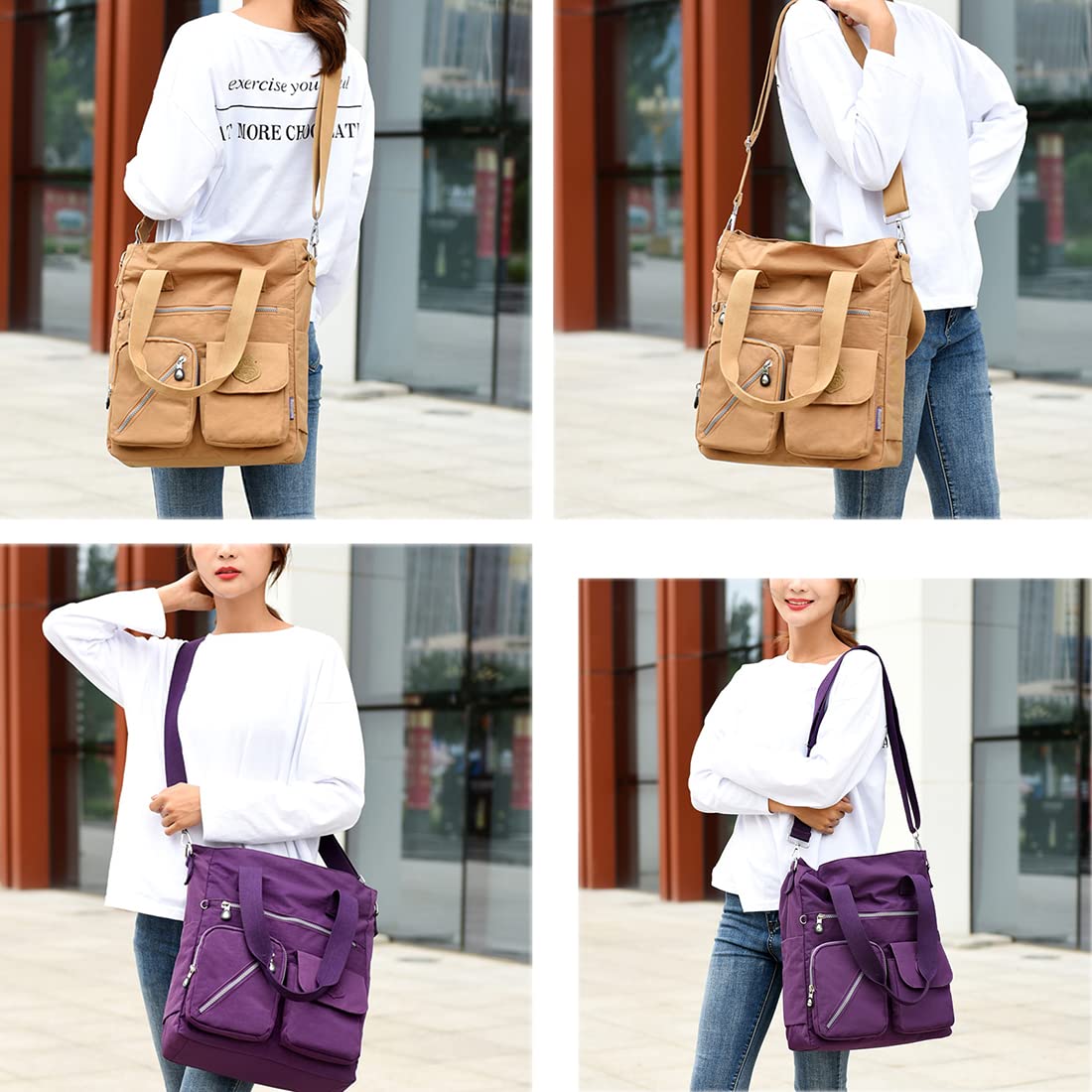 Estwell Women's Crossbody Shoulder Bag - Large Waterproof Nylon Messenger Purse with Multiple Pockets for School, Work, Travel & Shopping | Stylish Casual Handbag for Everyday Use