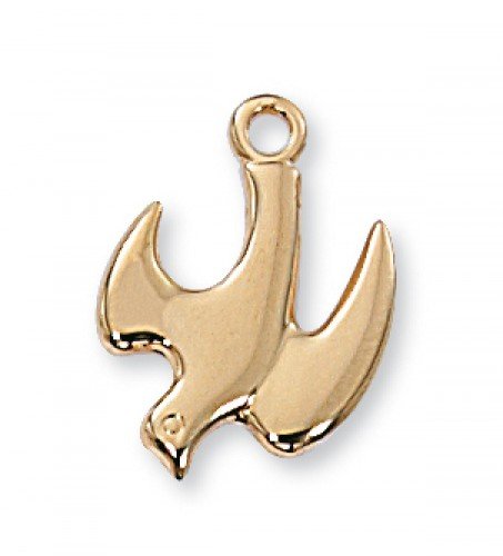 18K Gold Over Sterling Silver Holy Spirit Pendant Necklace - Perfect for Religious Gifts, Baptisms & Spiritual Jewelry