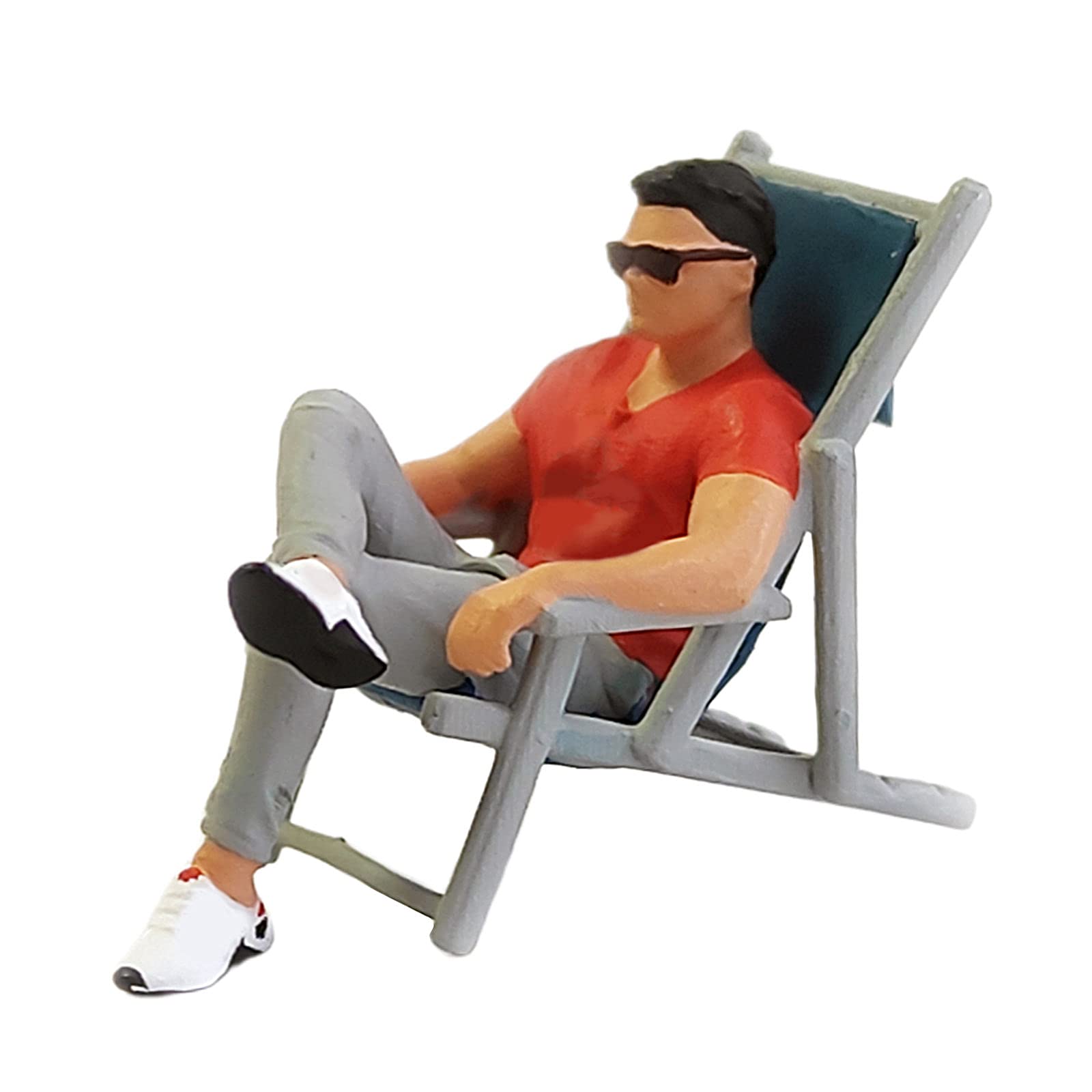 1/64 Scale Miniature Recliner Chair with Male Figure - Realistic Diorama Accessories for Model Train Layouts, Dollhouse Scenes & Collectible Displays