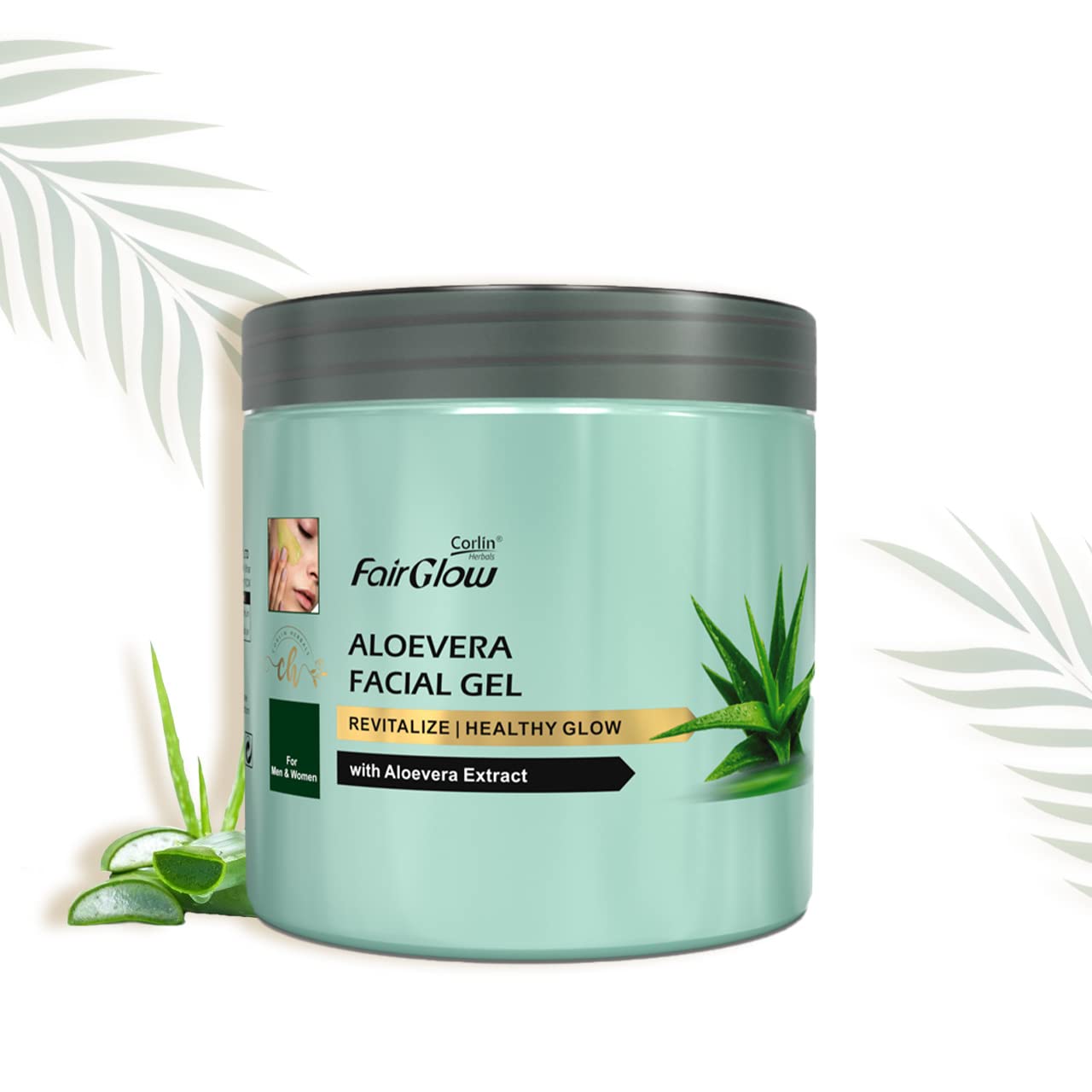 Corlin Fair Glow Aloe Vera Facial Gel 800g - Hydrating & Soothing Moisturizer for Dry, Sensitive Skin | Perfect for Daily Skincare Routine & Sunburn Relief