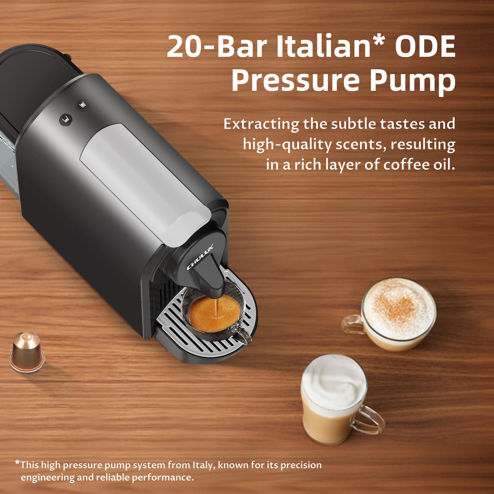 CHULUX Bafè-Pro Espresso Machine - Mini Single Serve Coffee Maker for Nespresso Original Capsules, 20 Bar Italian Pump for Home Espresso & Lungo - Perfect for Small Kitchens, Offices & Coffee Lovers (Black)