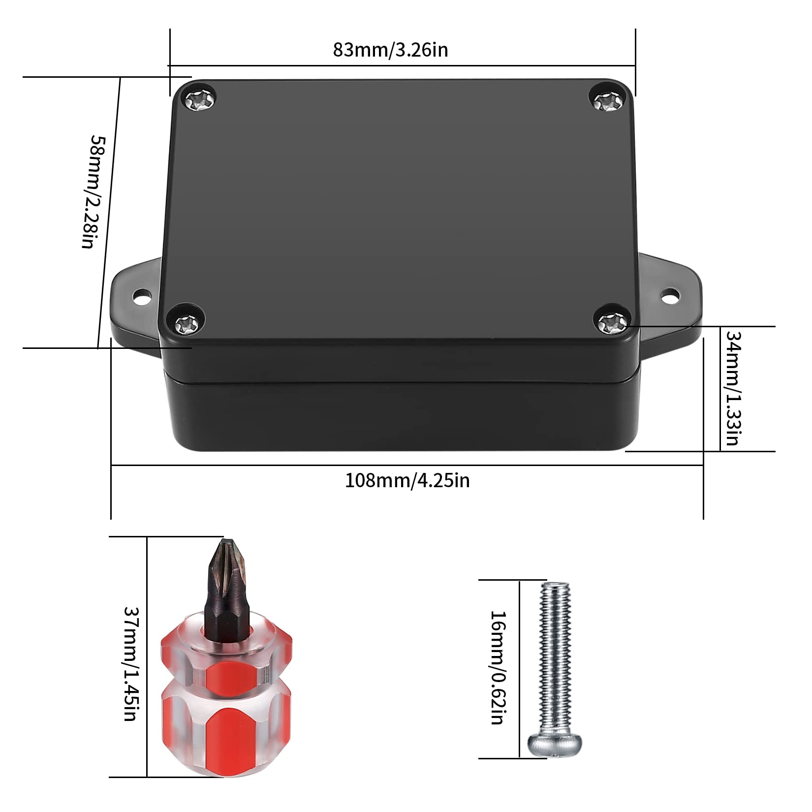 4 Pcs IP65 Waterproof Junction Boxes - Outdoor Electrical Enclosure, Dustproof Plastic Project Box with Fixed Ears - Ideal for Garden Lighting, Security Cameras & Solar Panel Wiring