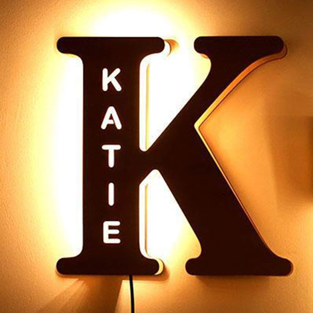 Custom Engraved LED Night Light - Personalized Wooden Wall Light with Names for Couples, Friends & Family | Romantic Gift for Him, Her, Boyfriend or Girlfriend | Perfect for Bedroom Decor, Anniversary Present & Valentine's Day Gifts