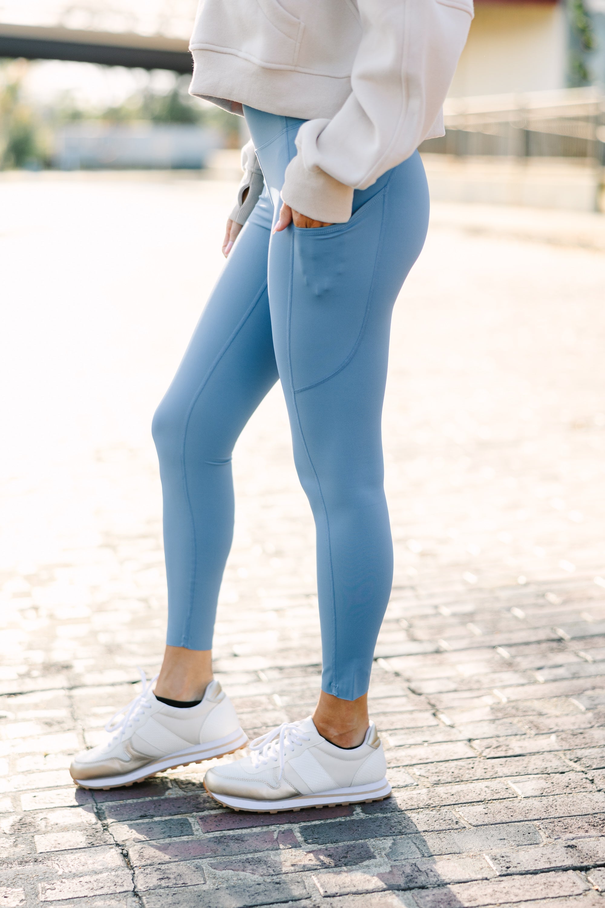 Get Going Blue 7/8 Leggings - High Waist Yoga Pants for Women, Comfortable Workout Tights for Running, Gym & Lounge