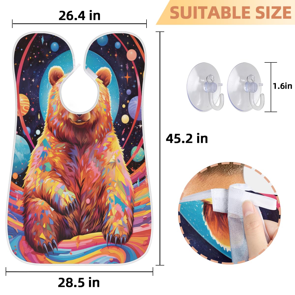 **Men's Cute Bear Galaxy Beard Shaving Bib - Waterproof Hair Dye Apron for Barbers & Stylists - Sink Hair Catcher & Beard Trimming Tool - Perfect Gift for Grooming & Salon Use**