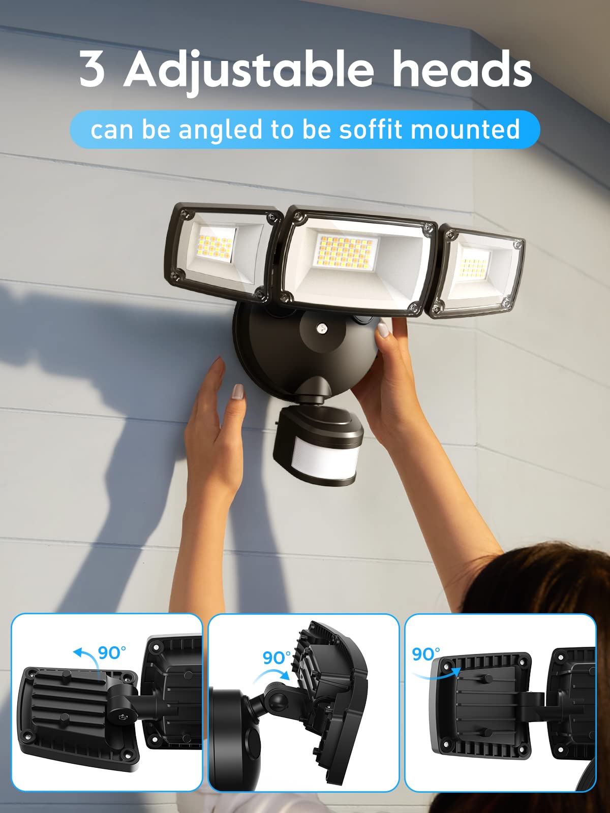 Brightown 5000LM Outdoor Motion Sensor Flood Lights - IP65 Waterproof Security Light with Remote Control, Dimmable, Dusk to Dawn Motion-Activated Lighting for Garage, Yard, Driveway, and Backyard Safety