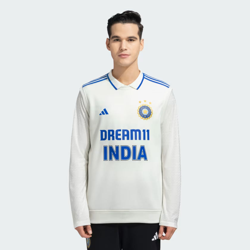 Adidas India Cricket Test Sleeveless Pullover for Men - Lightweight & Breathable Cricket Jersey for Training & Matches