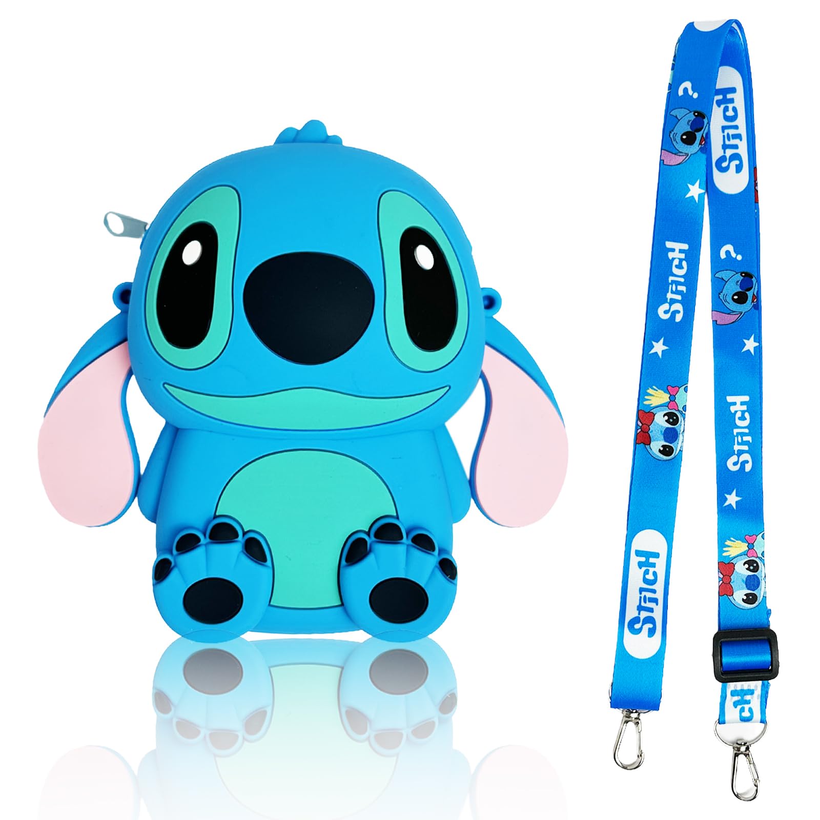 Cute Stitch Crossbody Bag for Women & Girls - Adjustable Shoulder Strap, Kawaii Silicone Handbag with Zipper - Perfect for School, Travel, Shopping & Cosplay Accessories