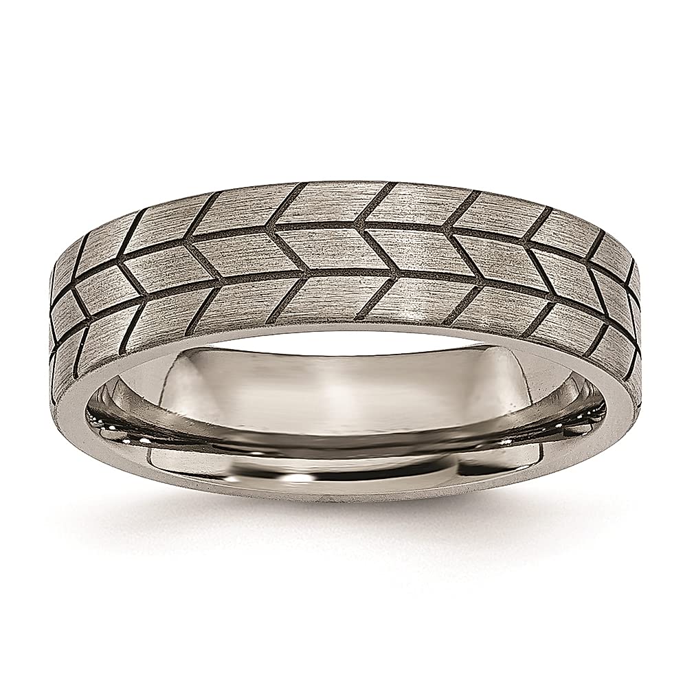 ICE CARATS 6mm Titanium Wedding Band for Women - Brushed Flat Tread Design, Durable & Hypoallergenic Fashion Jewelry Ring - Perfect Anniversary Gift, Engagement Ring Alternative & Everyday Wear