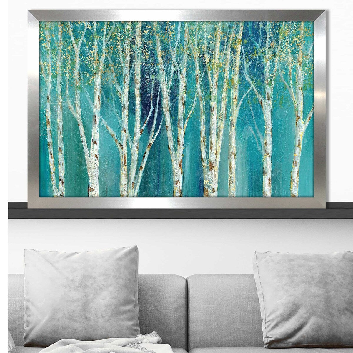 Birch on Blue Horizontal Acrylic Print by Nan - Stunning Wall Art for Living Room, Bedroom & Office Decor