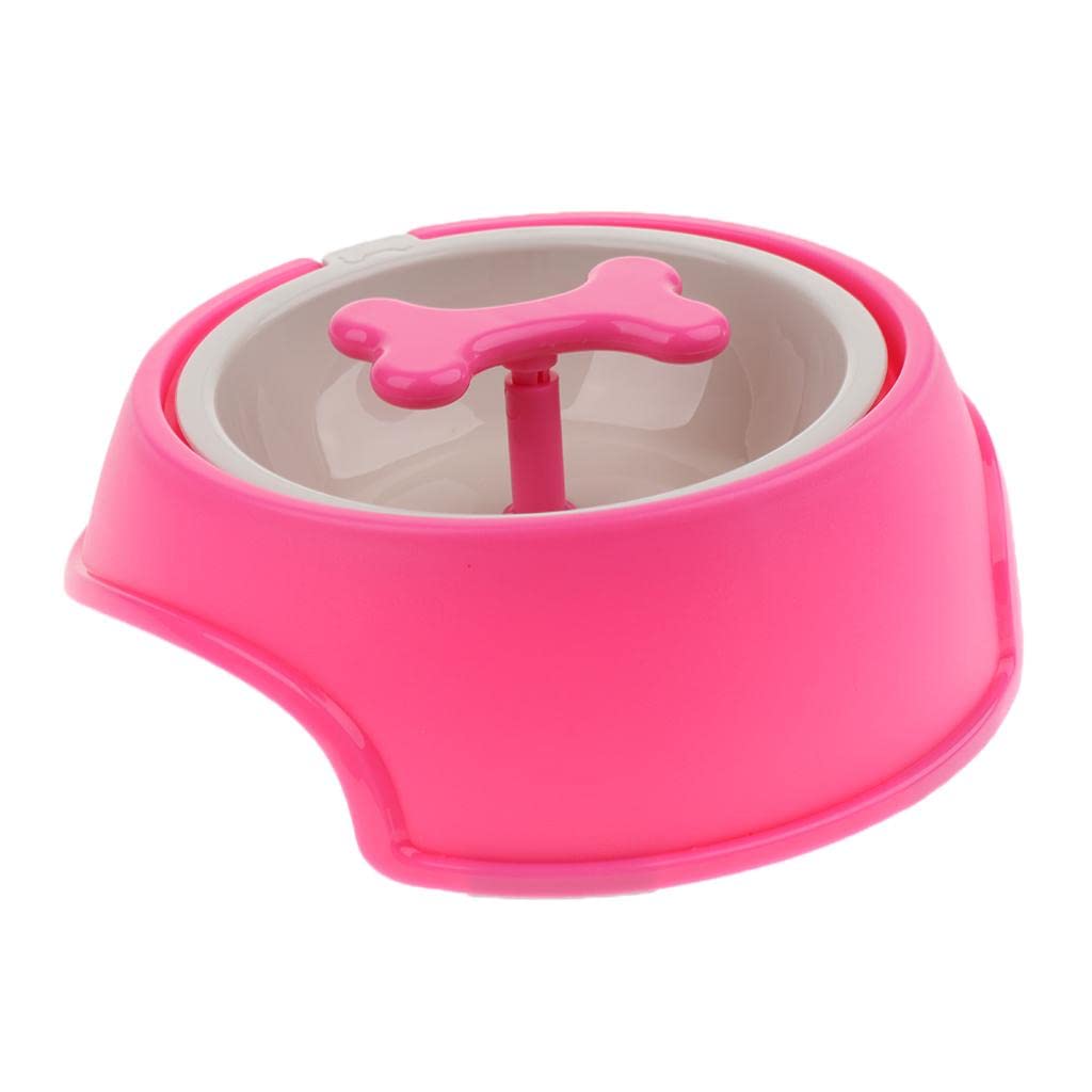 UJEAVETTE Rotating Slow Feeder Dog Bowl - Anti-Choking Pet Food Dish for Puppies & Cats - Rose Red - Perfect for Fast Eaters & Mealtime Enrichment