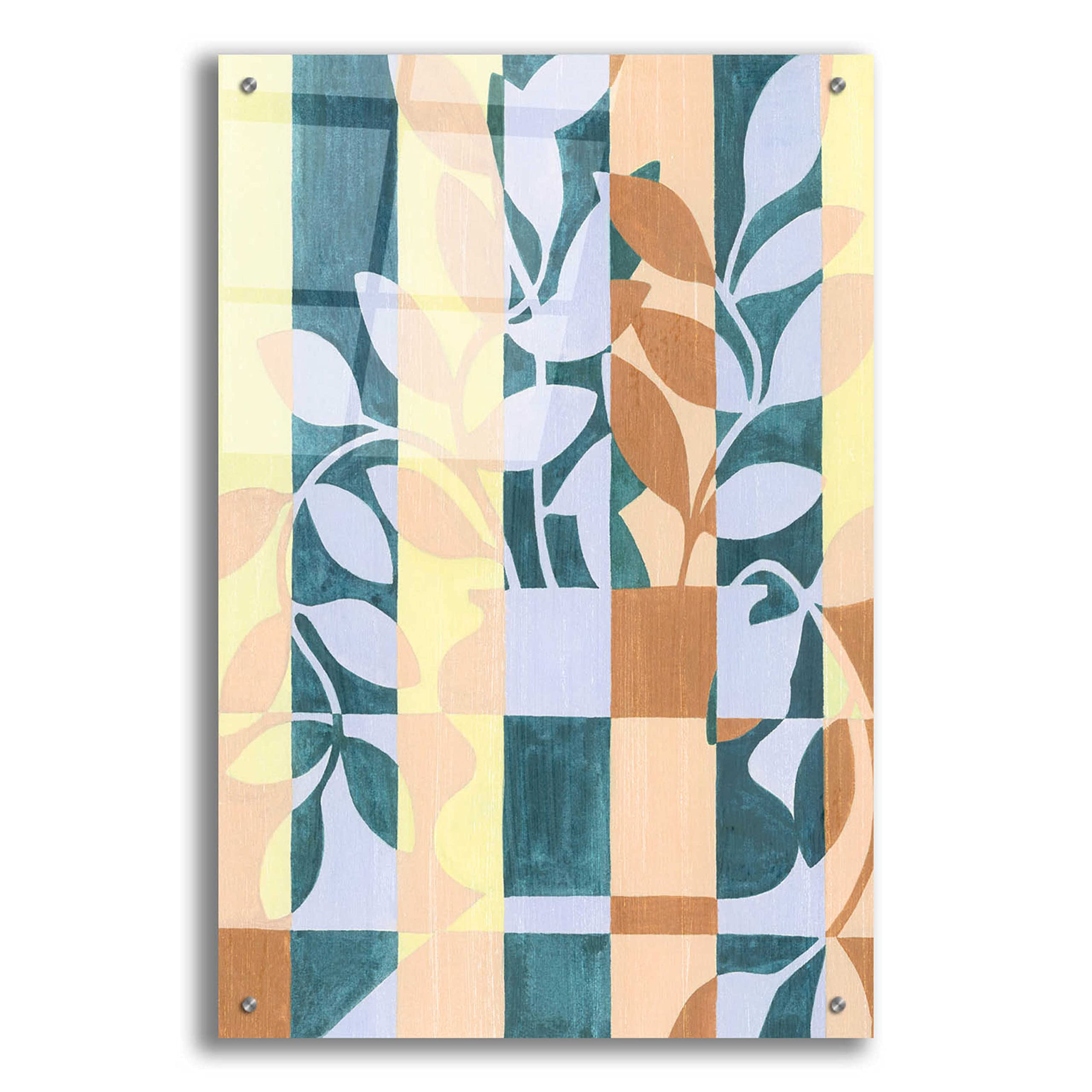 Grace Popp Checkered Cutting I Acrylic Glass Wall Art - 24x36 Inches Modern Abstract Painting for Living Room, Bedroom & Office Decor