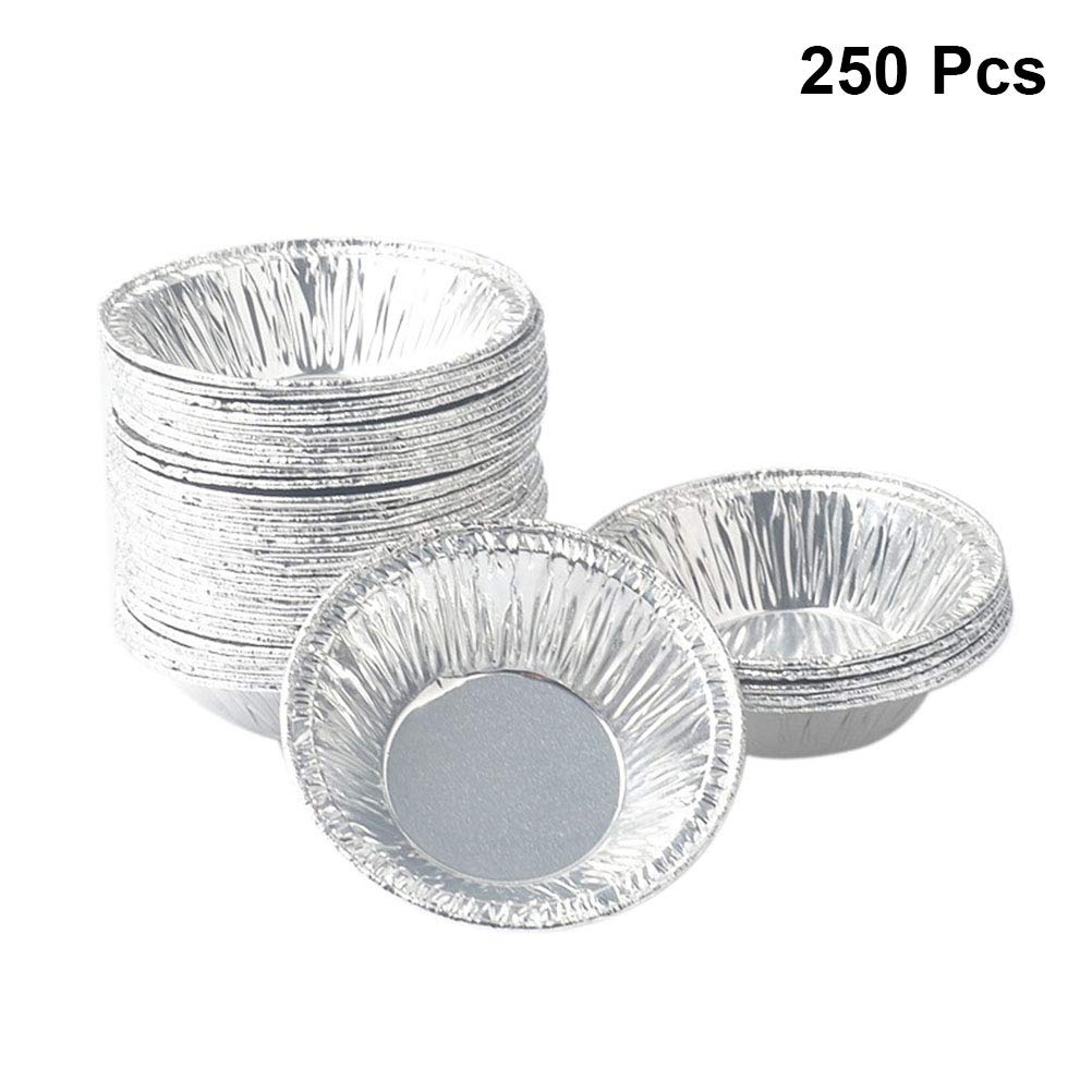 250pcs Aluminum Foil Muffin Cupcake Baking Cups - Round Tartlet Molds for Egg Tarts, Caramel Pudding & Desserts | Reusable Baking Tins for Home, Party & Professional Use