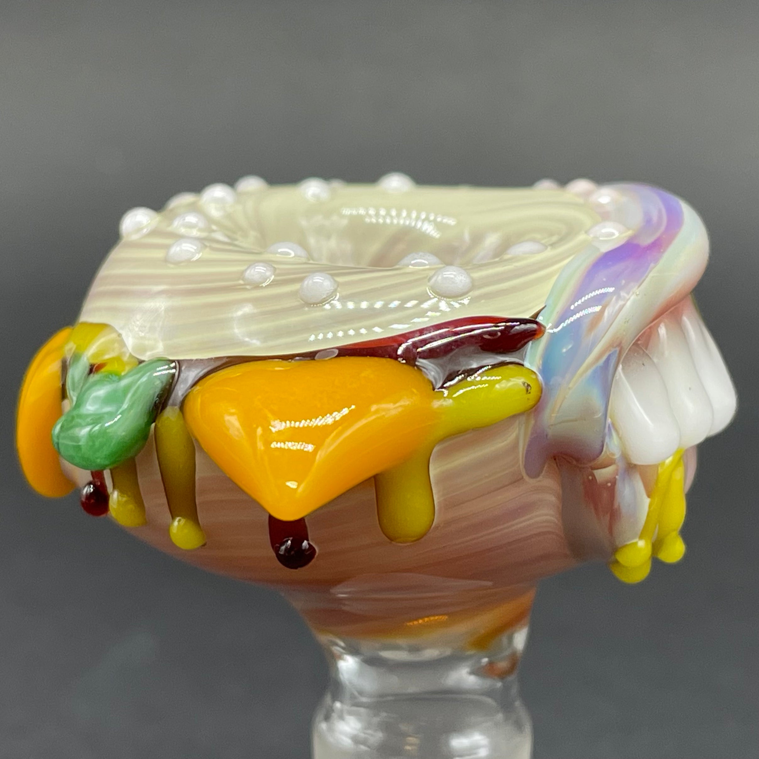 14mm Cheeseburger Glass Slide - Premium Borosilicate Glass Pipe for Smooth Smoking | Perfect for Concentrates, Herbs & Personal Use at Home or On-the-Go