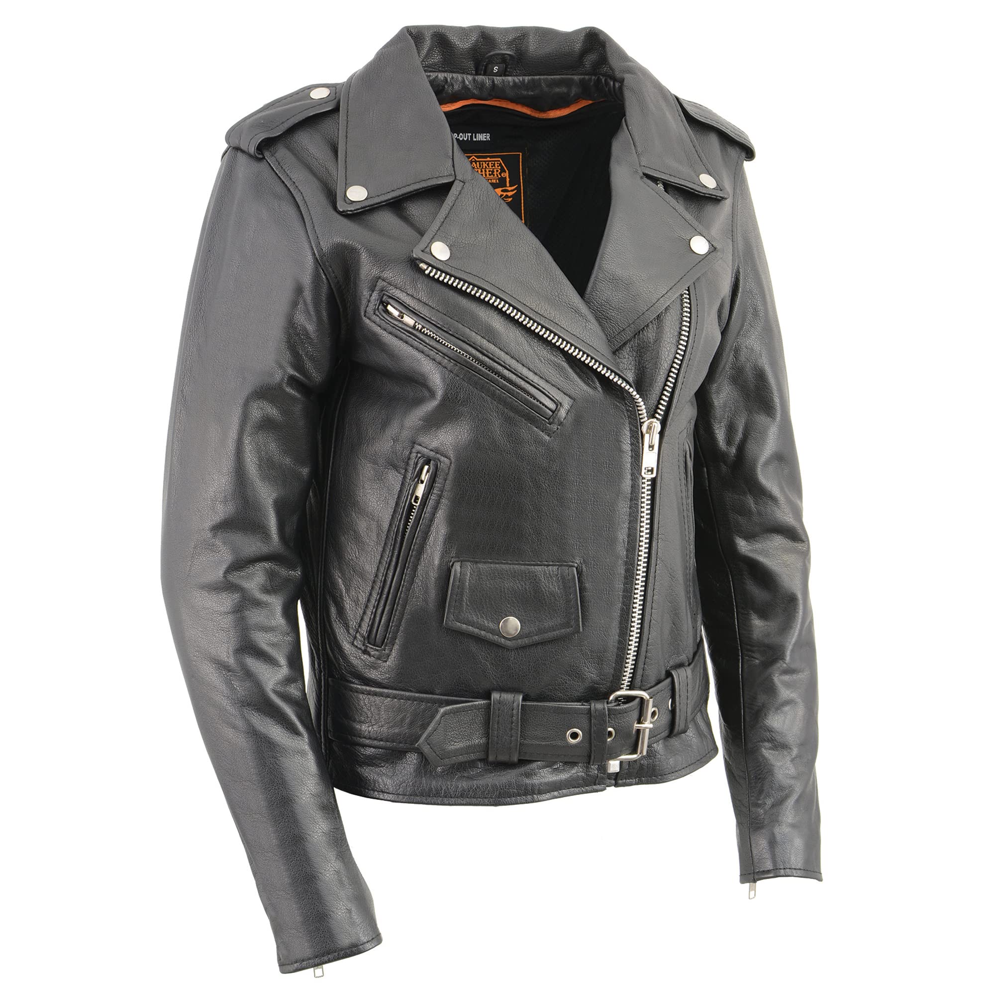Milwaukee Leather Women's Classic Biker Jacket LKL2701 - Adjustable Half Belt, Vintage Motorcycle Jacket for Riding & Fashion | Perfect for Bikers, Casual Wear & Outdoor Adventures