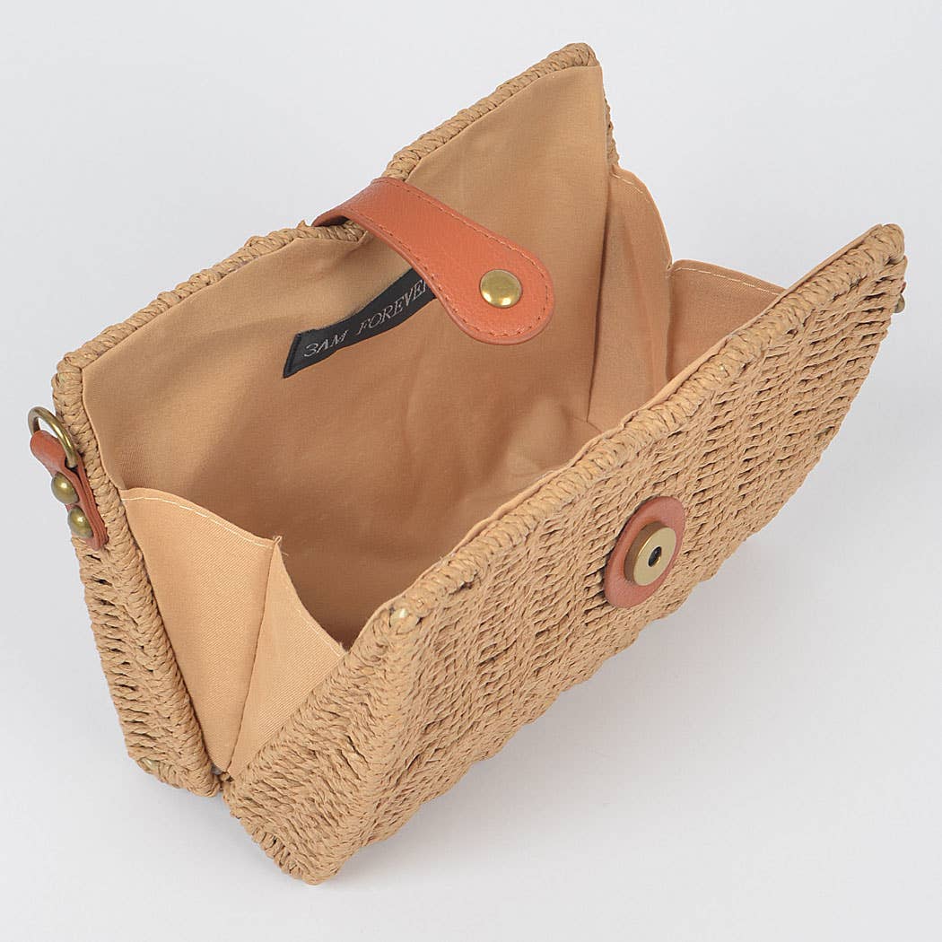 Stylish Khaki Basket Clutch - Fashionable Woven Handbag for Women | Perfect for Evening Parties, Weddings & Date Nights