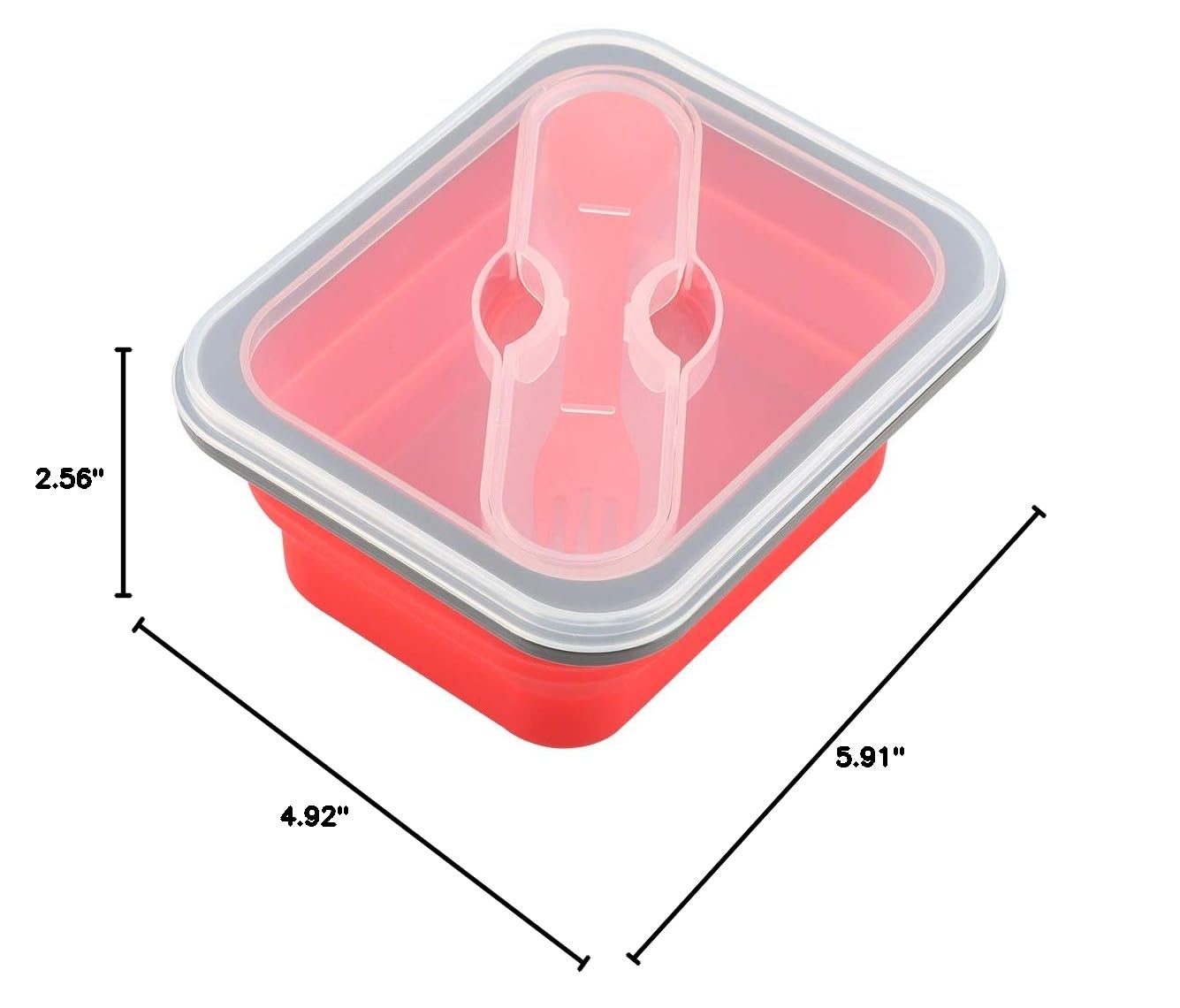 Aramox 600ml Collapsible Silicone Lunch Box - Red Portable Food Storage Container, Microwave & Dishwasher Safe Bento Box for Office, School, Picnics & Travel