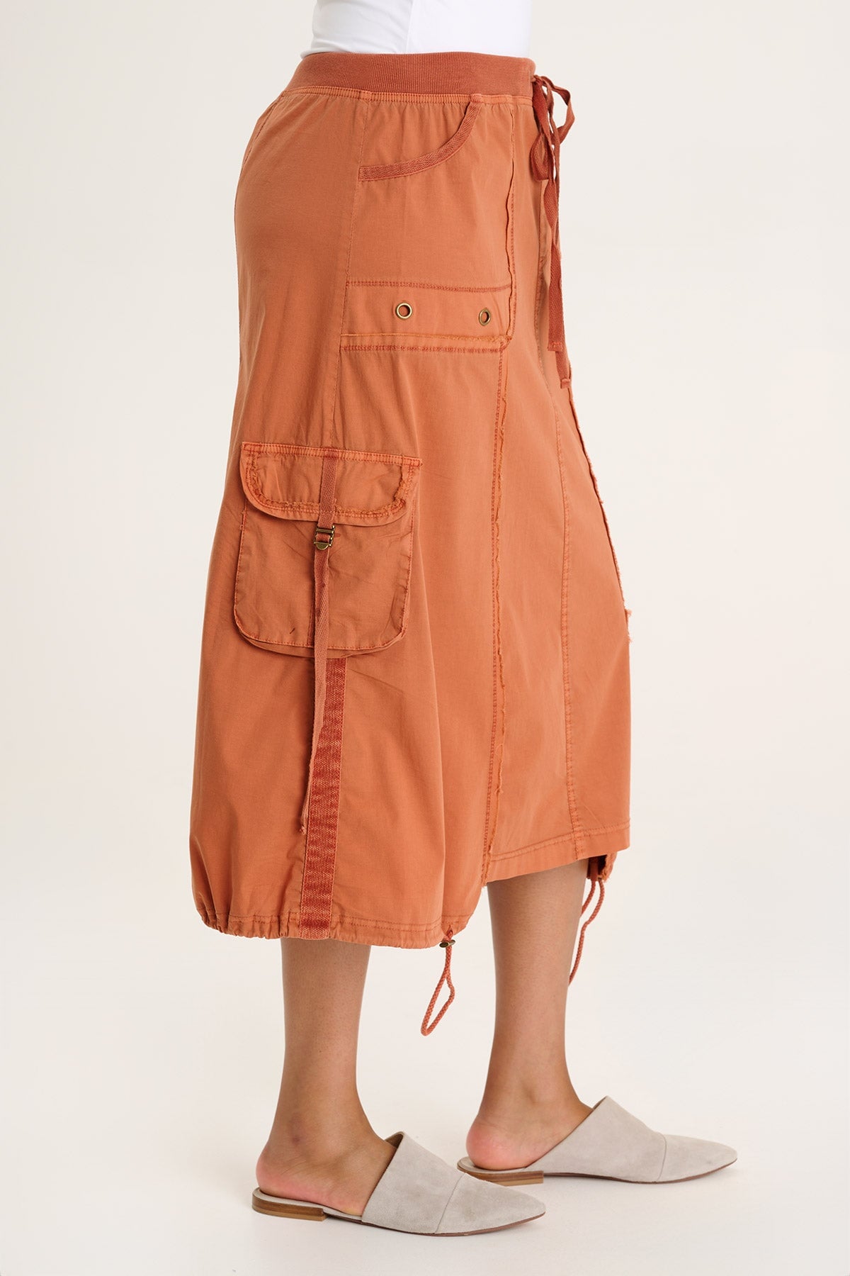 Castalina Women's Poplin Cargo Midi Skirt - Casual Summer A-Line Skirt with Pockets | Perfect for Outdoor Adventures, Travel & Street Style Fashion