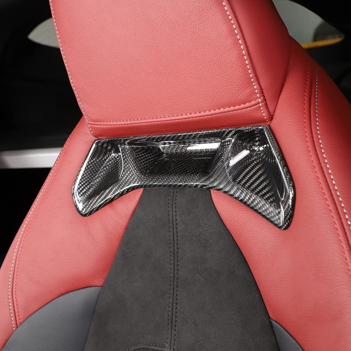 Real Carbon Fiber Seat Back Trim Cover for Toyota Supra GR A90 A91 MK5 2019-2022 | Interior Seat Protector & Decorative Frame Cover (2PCS, Carbon Fiber Pattern) | Perfect for Car Enthusiasts & Customization