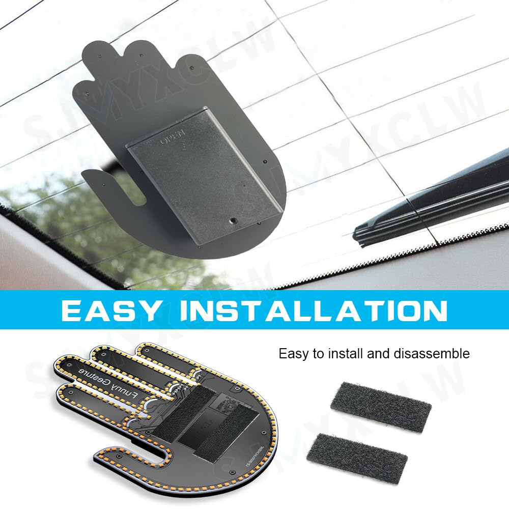 LED Car Finger Light with Remote - Hand Gesture Sign for Back Window, Road Safety Reminder Light - Truck & Car Accessories for Men (Perfect for Night Driving, Traffic Signals & Car Enthusiasts)
