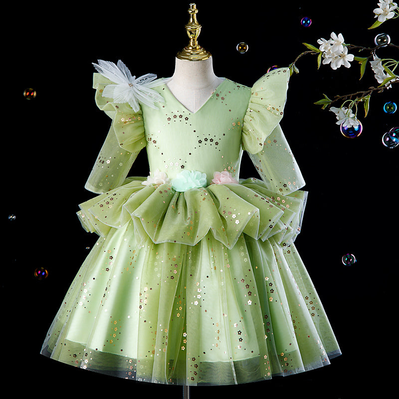 Sparkly Princess Dress for Girls – Elegant Sequined Wedding & Birthday Party Gown | Perfect for Pageants, Special Occasions & Photo Shoots