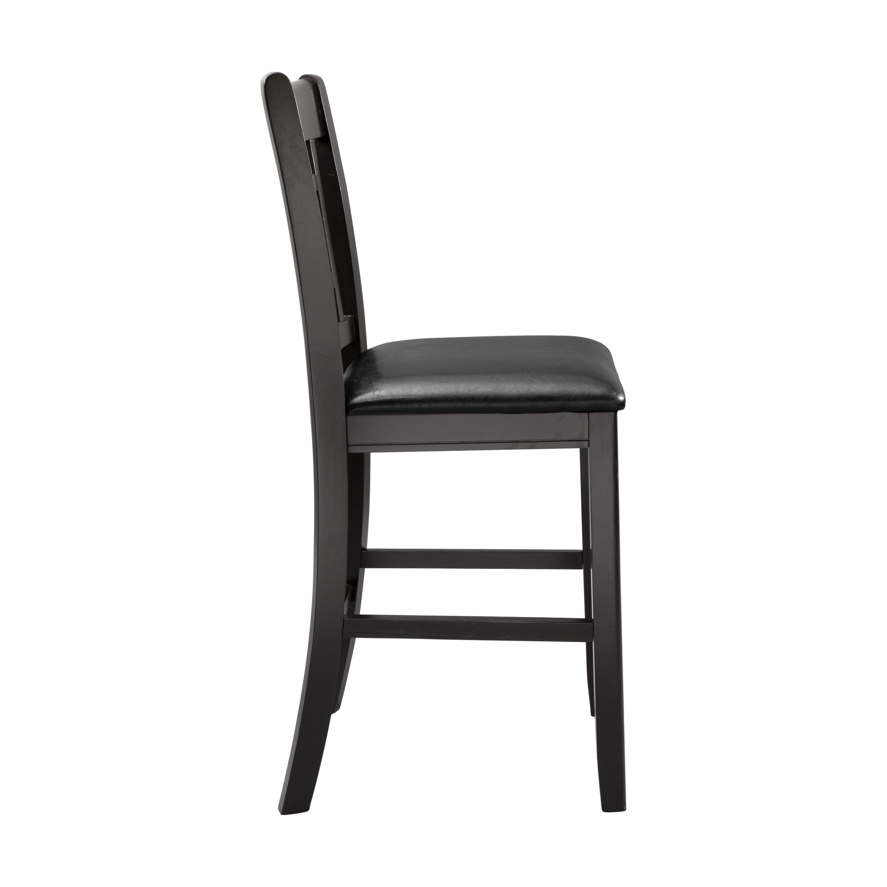 2-Piece Dark Cherry Faux Leather Counter Height Dining Chairs - Classic Style Bar Stools for Kitchen Island, Breakfast Nook & Pub Table Seating