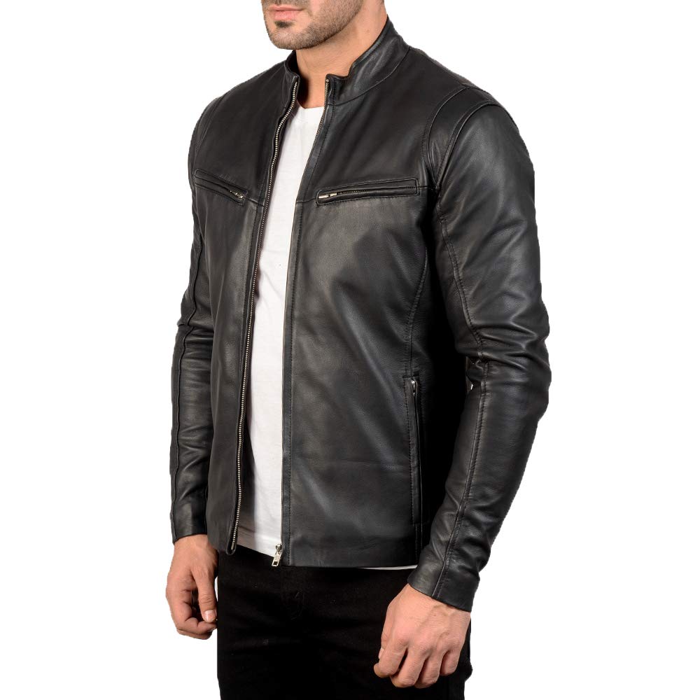 Premium Men's Sheepskin Leather Motorcycle Jacket - Ionic Style Biker Jacket for Riding & Casual Wear | Durable, Comfortable & Stylish for Motorcycle Enthusiasts & Fashion Lovers
