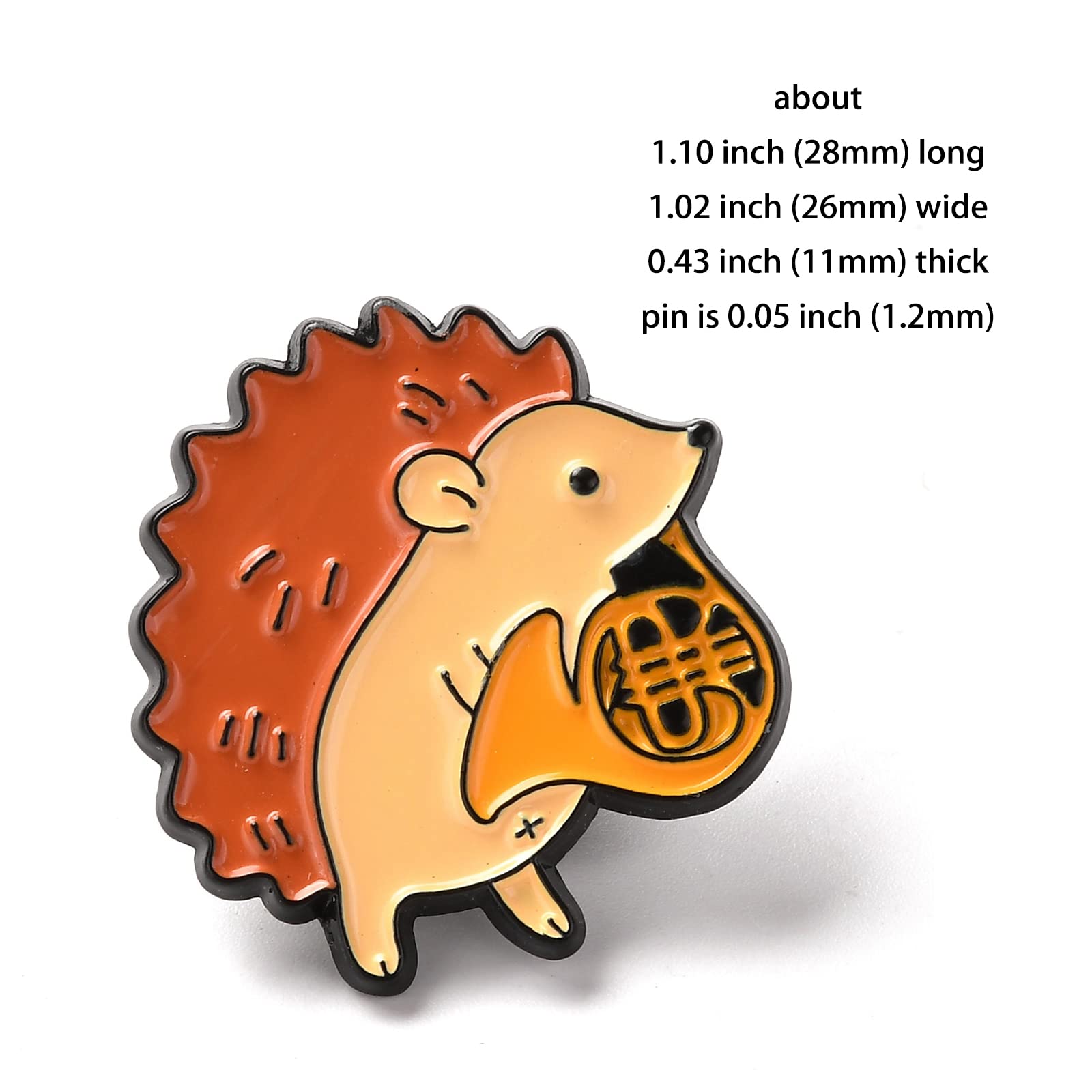 10 Pcs French Horn Hedgehog Enamel Pins - Funny Cute Lapel Brooches for Backpacks, Jackets, Clothing & DIY Crafts - Unique Gift for Musicians & Animal Lovers (Perfect for Band Gifts, Costume Accessories & Collectibles)