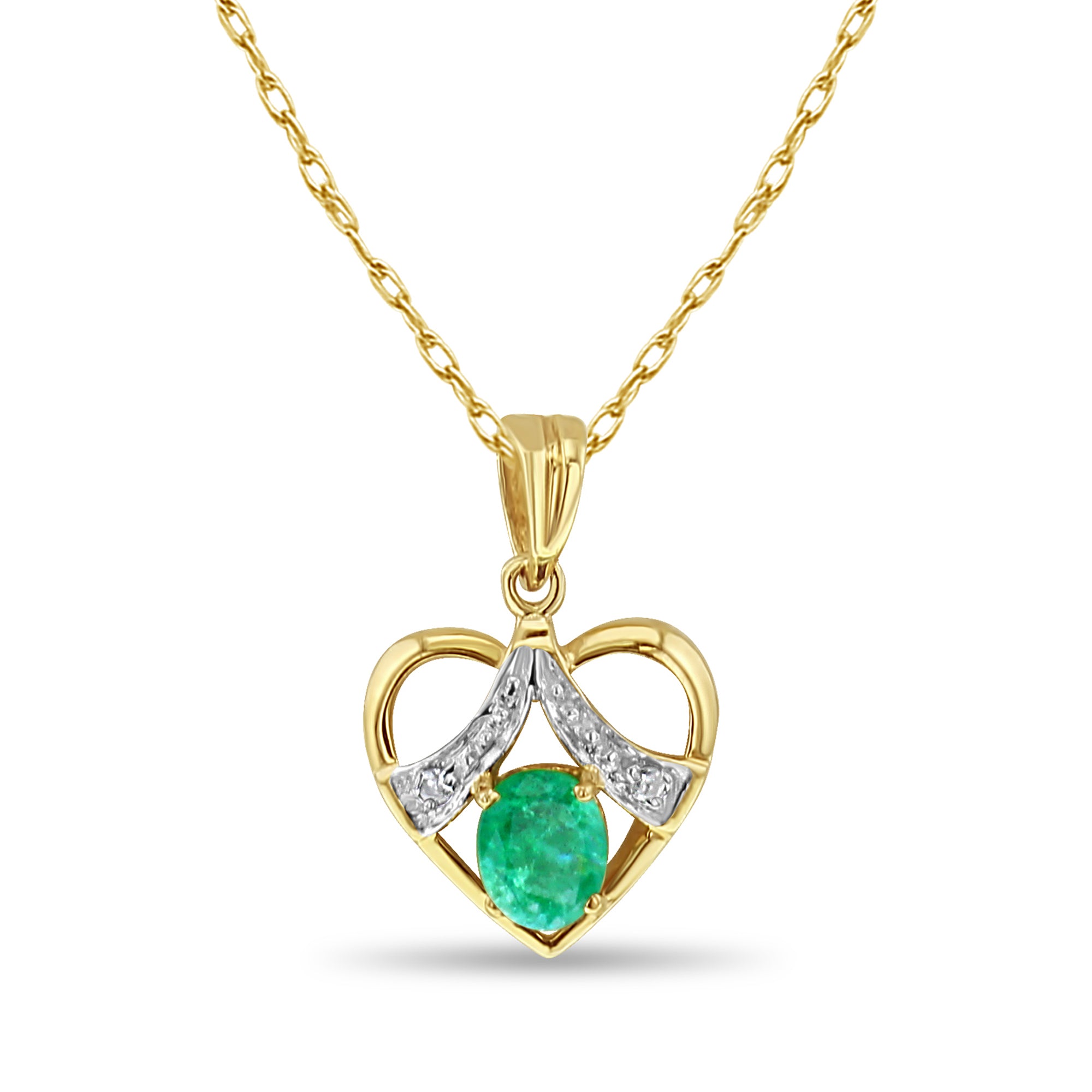 Heart Shaped Emerald & Diamond Pave Necklace - Elegant 14K Gold Pendant for Women, Perfect Gift for Anniversary, Valentine's Day & Special Occasions