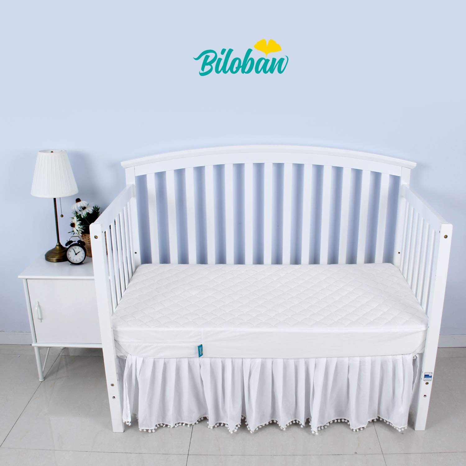 Waterproof Zippered Crib Mattress Protector - 6-Sided Breathable Bamboo Viscose Cover, 2-Pack | Hypoallergenic & Absorbent for Baby's Comfort | Ideal for Daycare, Travel & Home Nursery Use