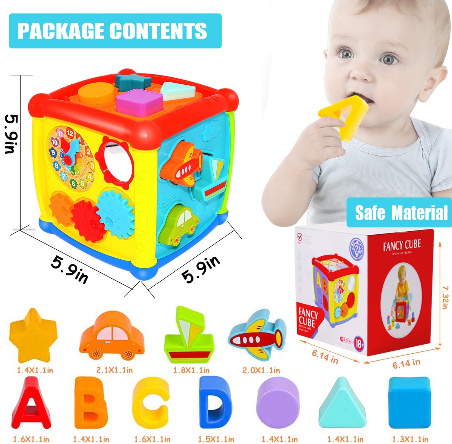 Best Musical Learning Activity Cube Toy for 1 Year Old Boys & Girls - Shape Sorter, Early Education Infant Toy for 6-18 Months - Perfect 1st Birthday & Christmas Gift for Toddlers (Ideal for Playtime, Sensory Development & Early Learning at Home)