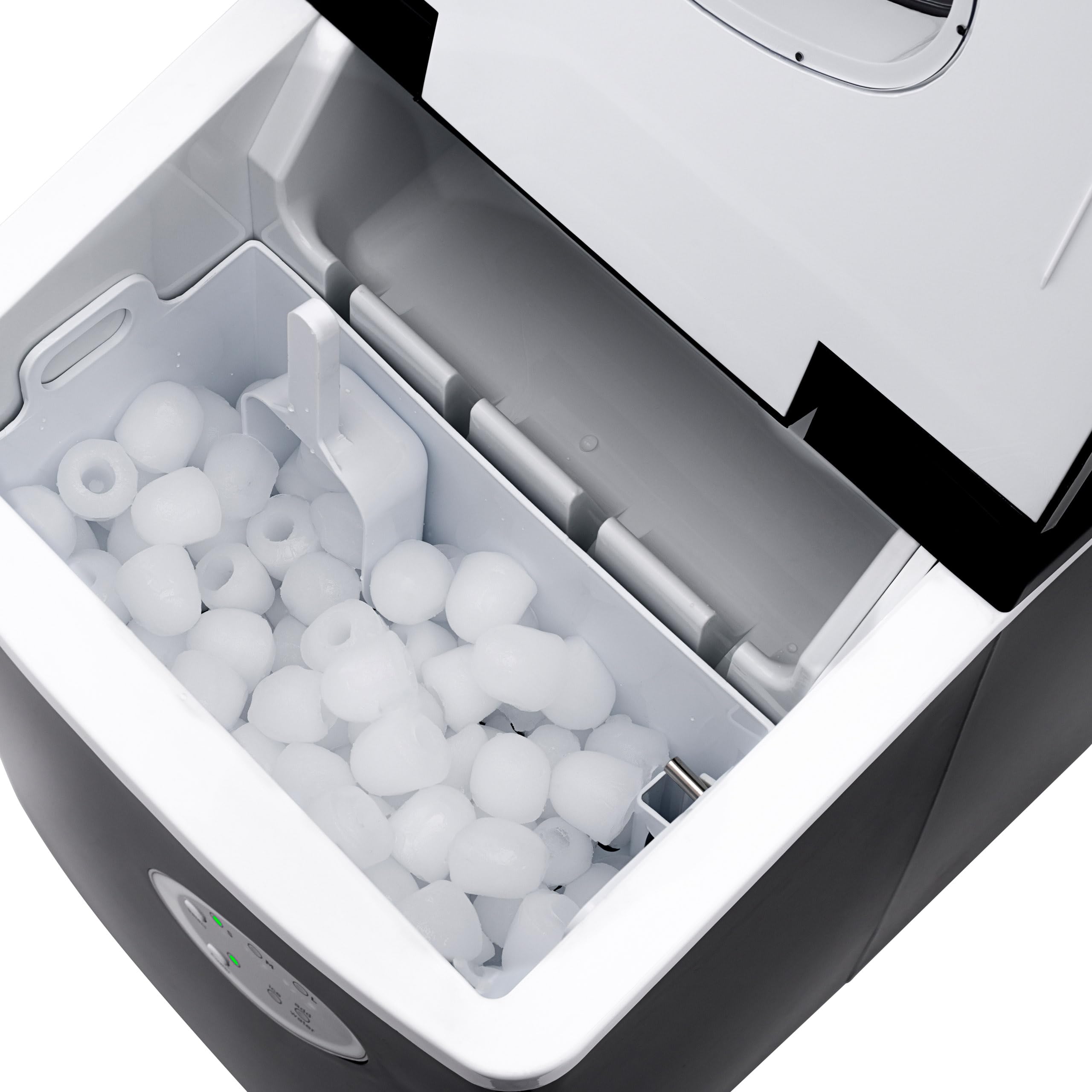 NewAir Black Countertop Ice Maker Machine - Compact Automatic Ice Cube Maker, Makes 28 lbs in 24 Hours, Ready in 6 Minutes - Perfect for Home, Kitchen, Office, Bar, Parties & Outdoor Events