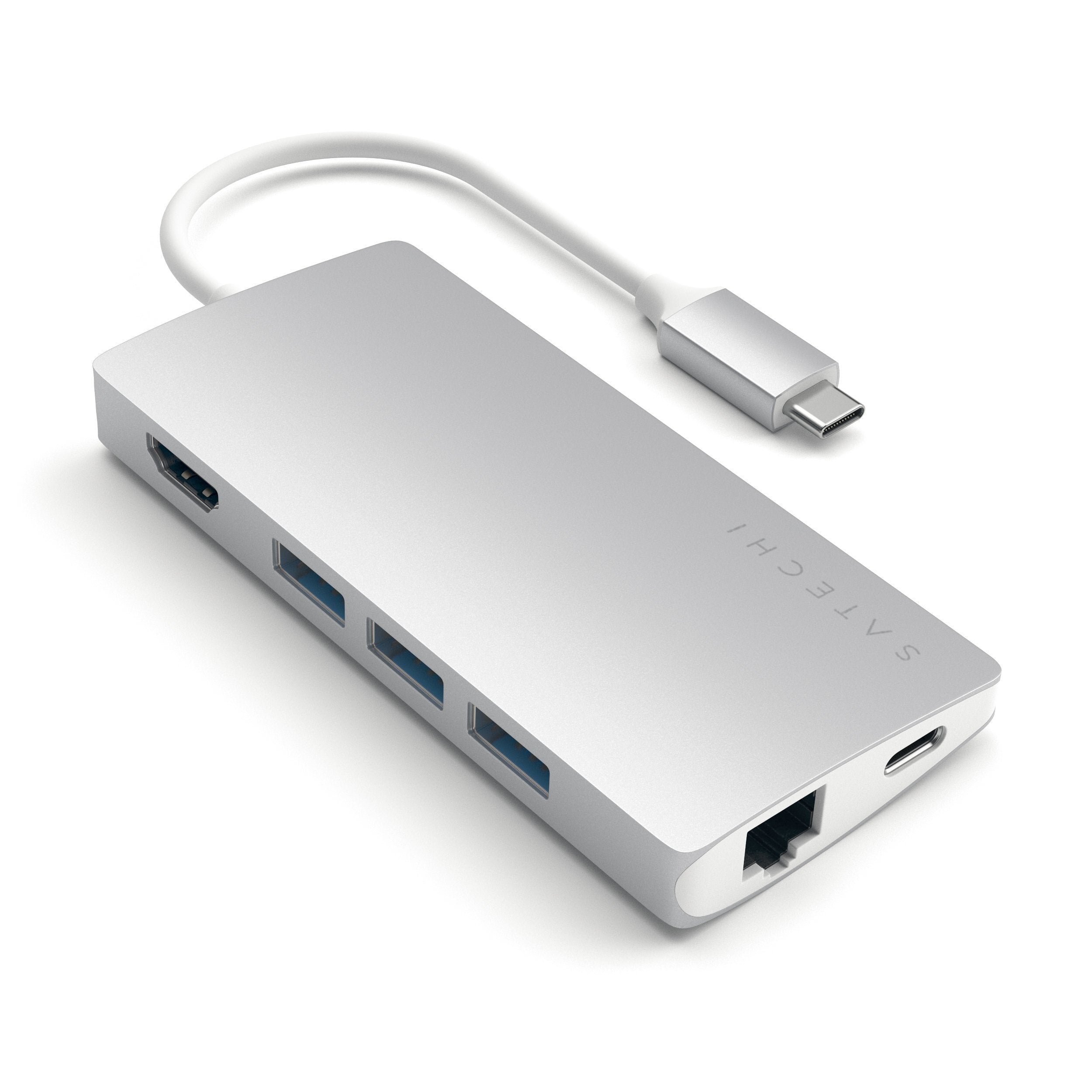 Satechi Aluminum USB-C to HDMI 4K Multimedia Adapter with Ethernet, USB & SD Card Reader - Perfect for MacBook, iPad & Windows Laptops - Home Office & Travel Use