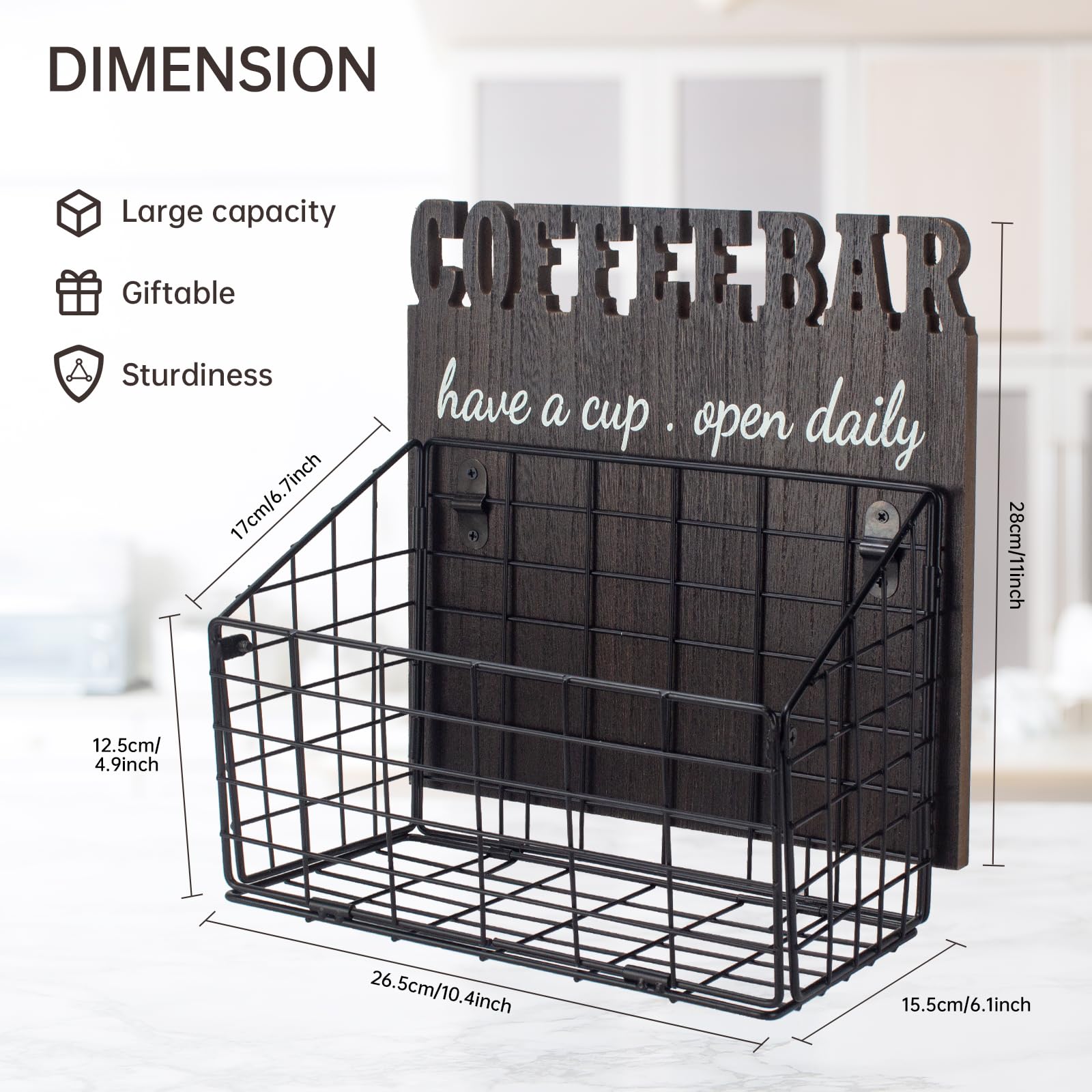 Large Coffee Pods Holder Organizer - Wall Mounted K Cup Storage Rack for Keurig & Espresso Machines - Perfect for Coffee Bar, Kitchen & Office Organization