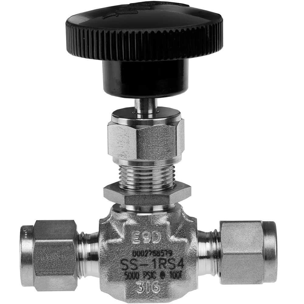Swagelok SS-1RS4 Stainless Steel Needle Valve with 0.37 CV & Integral Bonnet - Precision Flow Control for Laboratory, Industrial & Hydraulic Systems