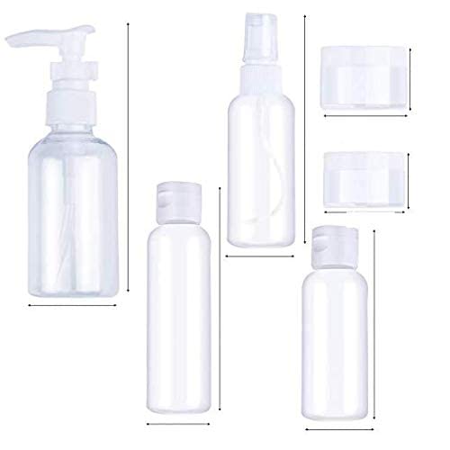 DIY Crafts 1 Set White Travel Bottles - Clear Plastic Toiletry Containers for Liquids | Refillable Leak-Proof Air Travel Accessories | Perfect for Vacation, Gym & Flight Essentials (1 Set, White)