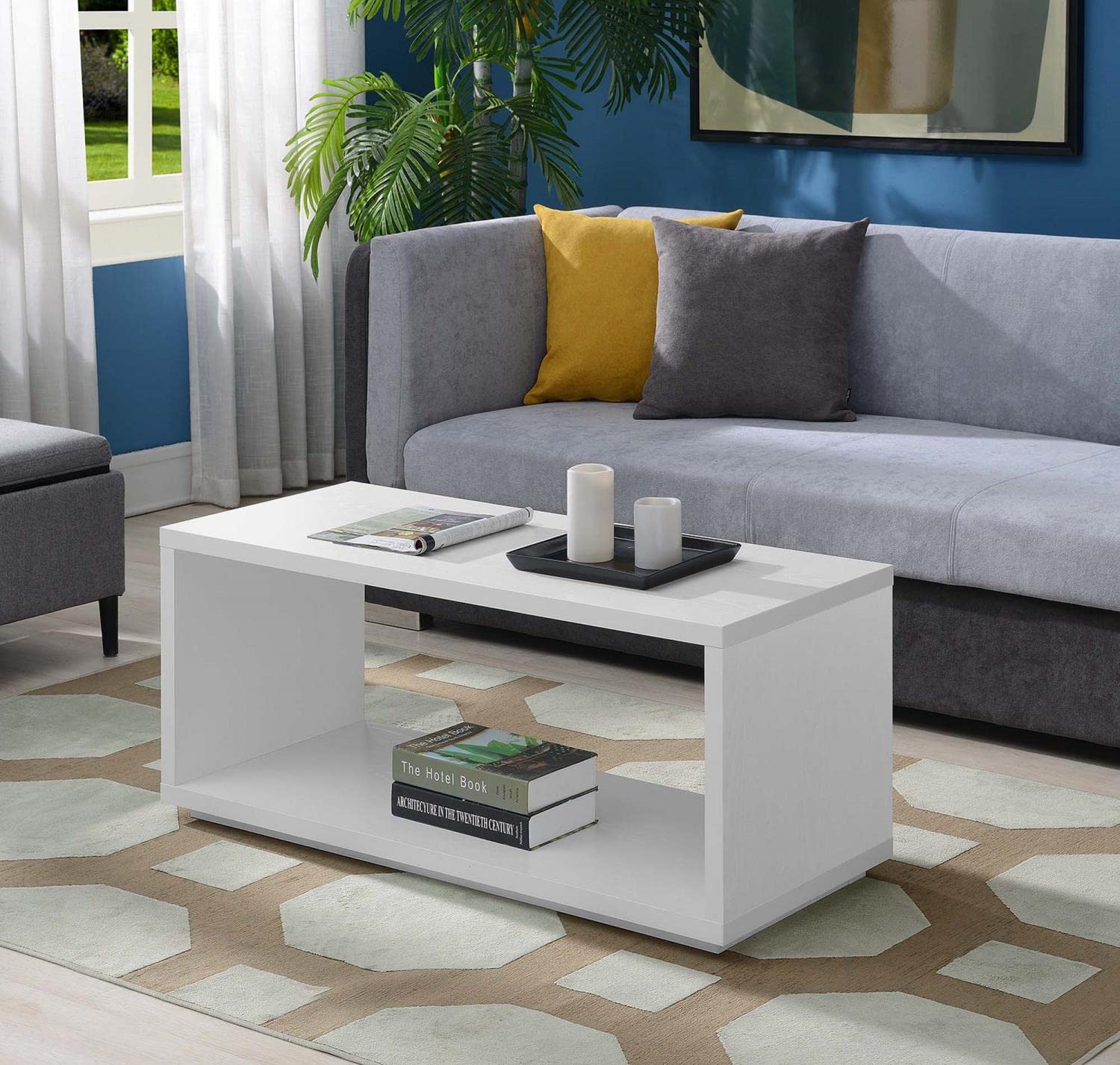 Convenience Concepts Northfield Admiral Coffee Table - White Wooden Living Room Table for Home Decor, Perfect for Living Room, Lounge & Office Use