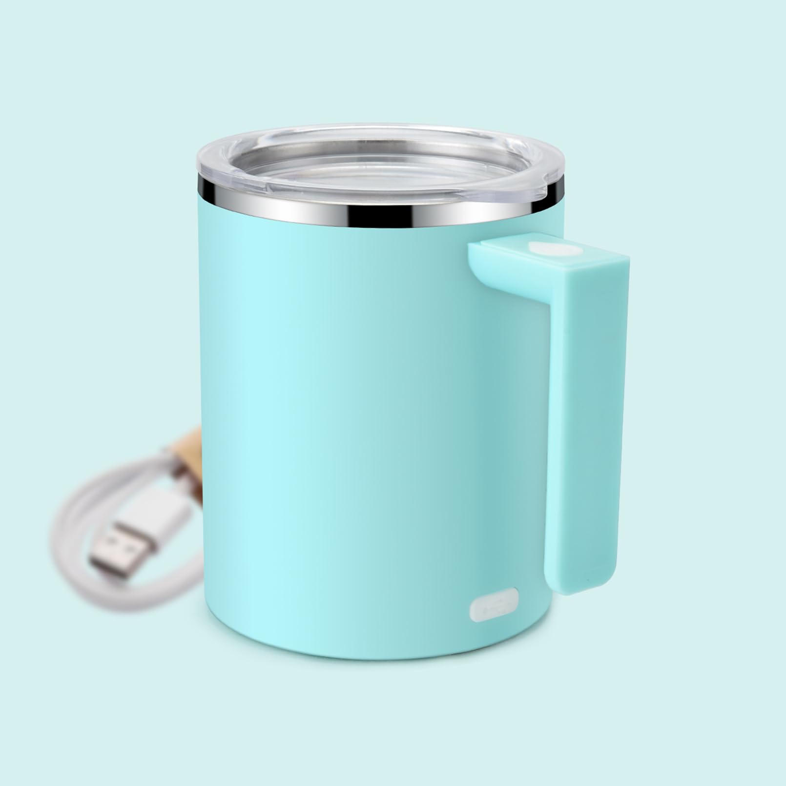 Self Stirring Mug - 350ml/12oz Stainless Steel Auto Mixing Cup for Coffee, Tea, Hot Chocolate & Milk - Perfect for Office, Kitchen, Travel & Home Use - Ideal Gift (Green) - Enjoy Hands-Free Stirring While Working, Cooking or Relaxing