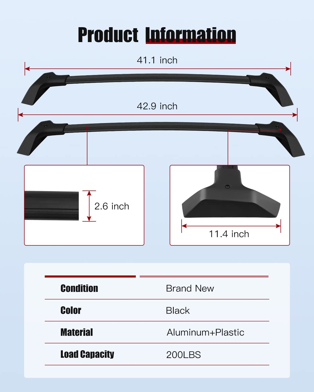 CCiyu Aluminum Roof Rack Cross Bars for Chevrolet Traverse 3.6L 2009-2017 - Universal Car Top Luggage Carrier System - Perfect for Road Trips, Camping Gear & Outdoor Adventures