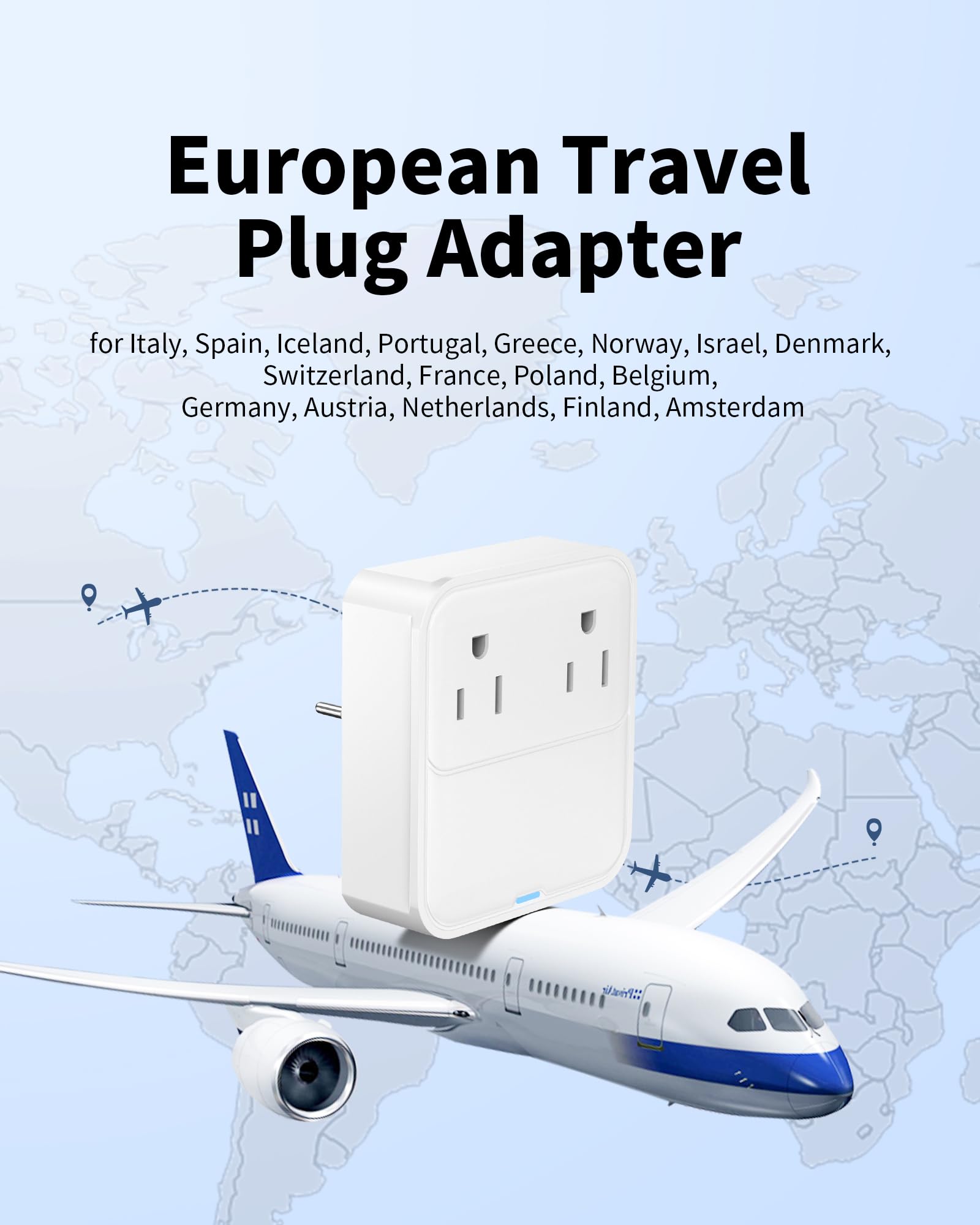Universal Travel Plug Adapter 220V to 110V - 2500W Power Converter with 20W USB-C Fast Charging - EU/US/UK/AU Plug for Italy, Spain, France, Germany - Perfect for Laptops, Phones & Travel Electronics