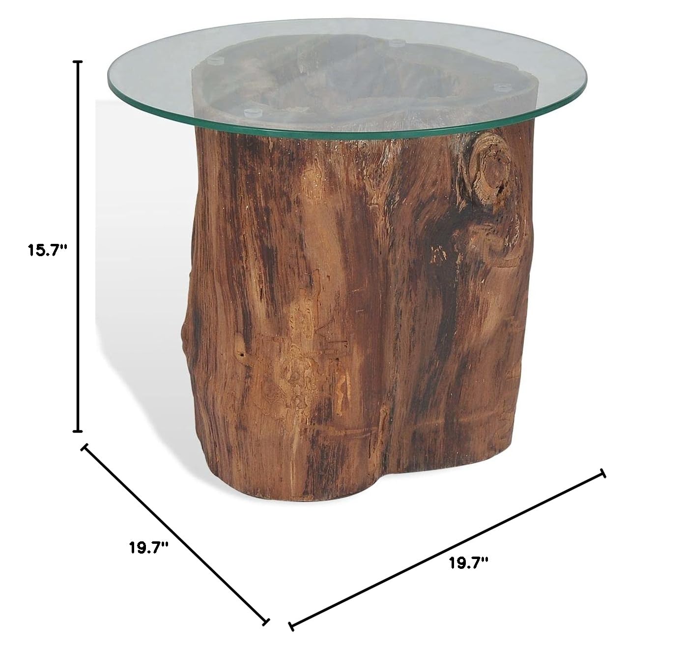 Solid Wood Coffee Table with Glass Top - 19.7