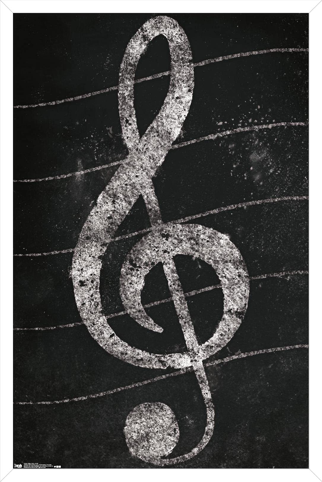 Trends International Treble Clef - Chalkboard Style Music Wall Art Poster, 22.375