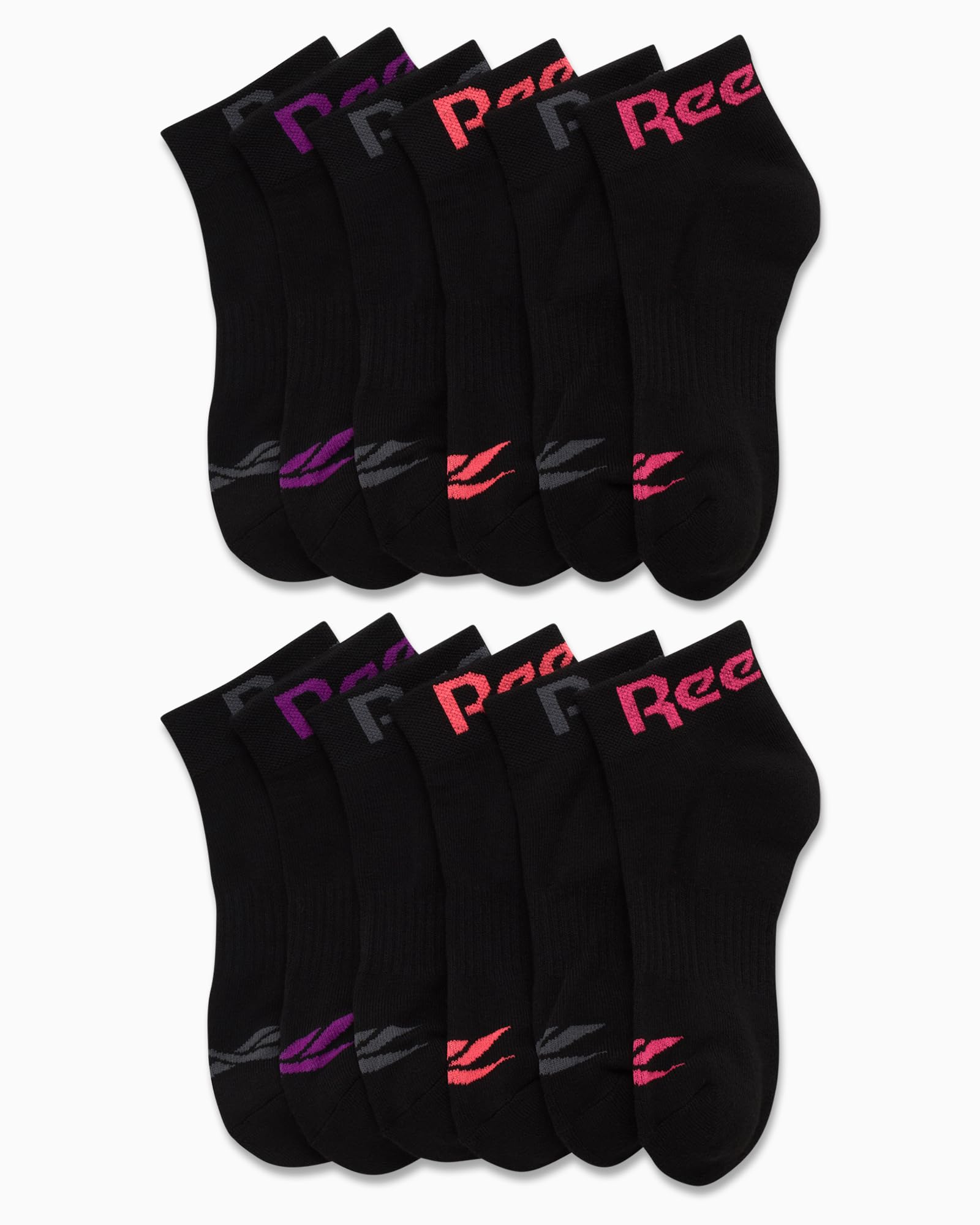Reebok Women's Quarter Socks 12-Pack - Performance Arch Support Ankle Athletic Socks with Cushioning (Size 4-10) - Ideal for Running, Gym Workouts & Everyday Comfort