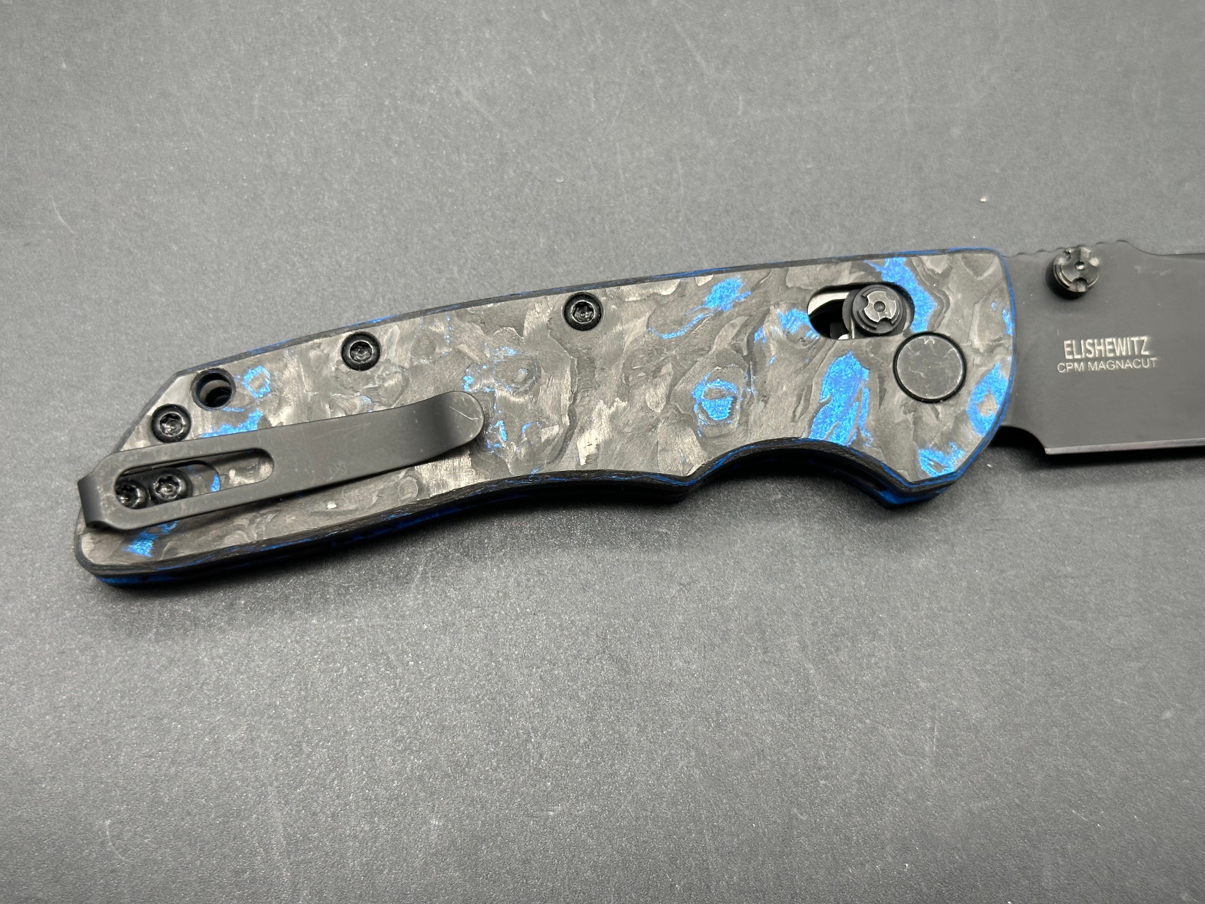 Hogue Deka Folding Knife - Blue Carbon Fiber Handle, MagnaCut Steel Blade - EDC, Outdoor, Camping & Survival Knife